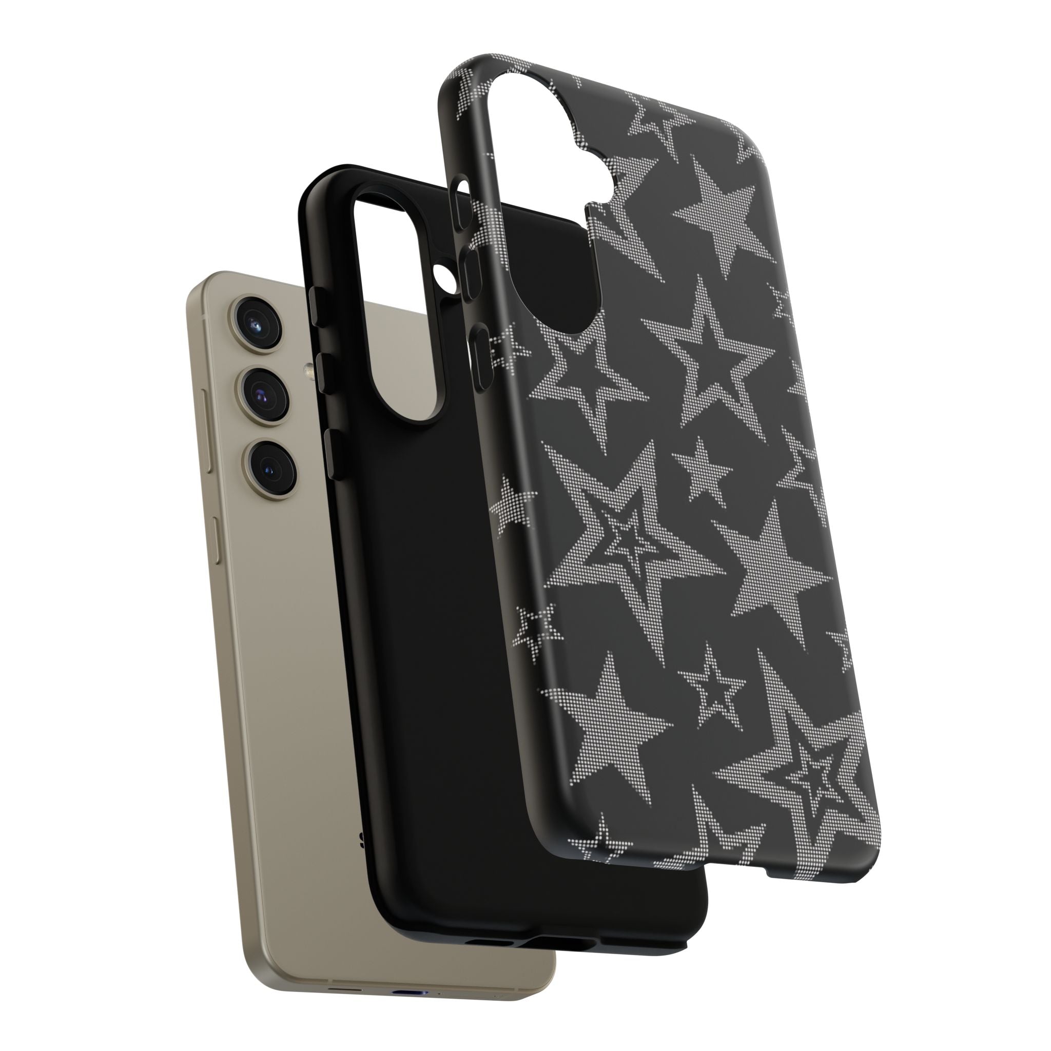 Black Star Pattern Tough Phone Case — Durable Protective Phone Cover