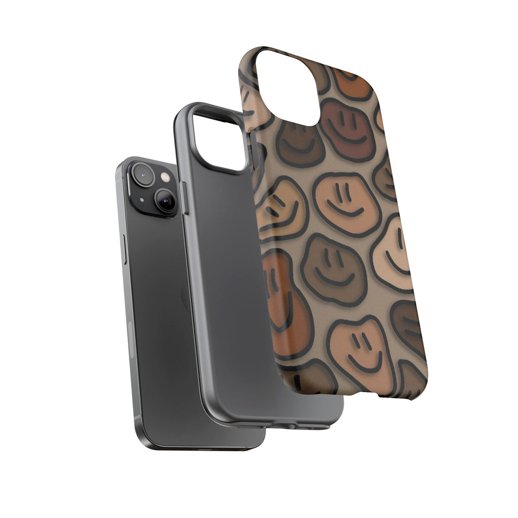 Smiley Faces iPhone Case — Neutral Brown Diverse Smiles Protective Cover