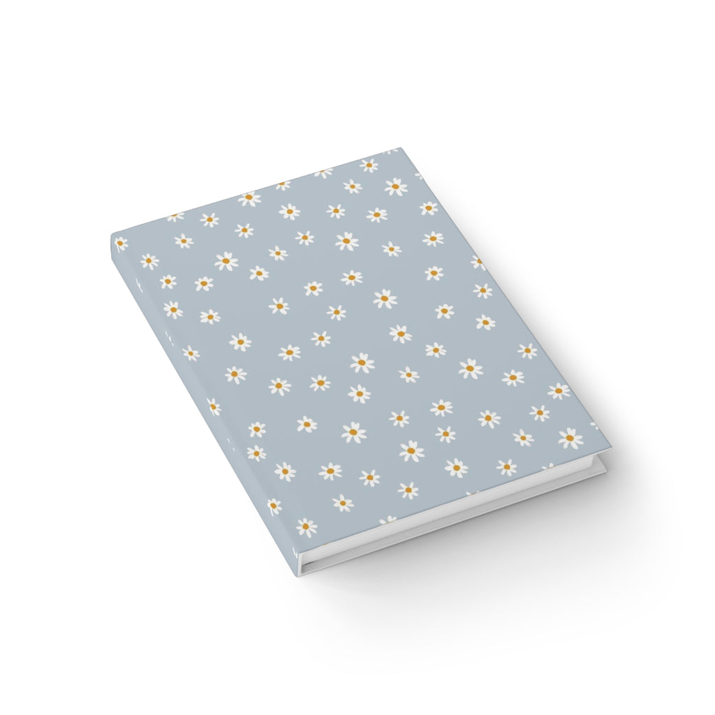 Hardcover Ditsy Daisy Ruled Journal — Soft Blue Floral Notebook for Notes & Daily Planning