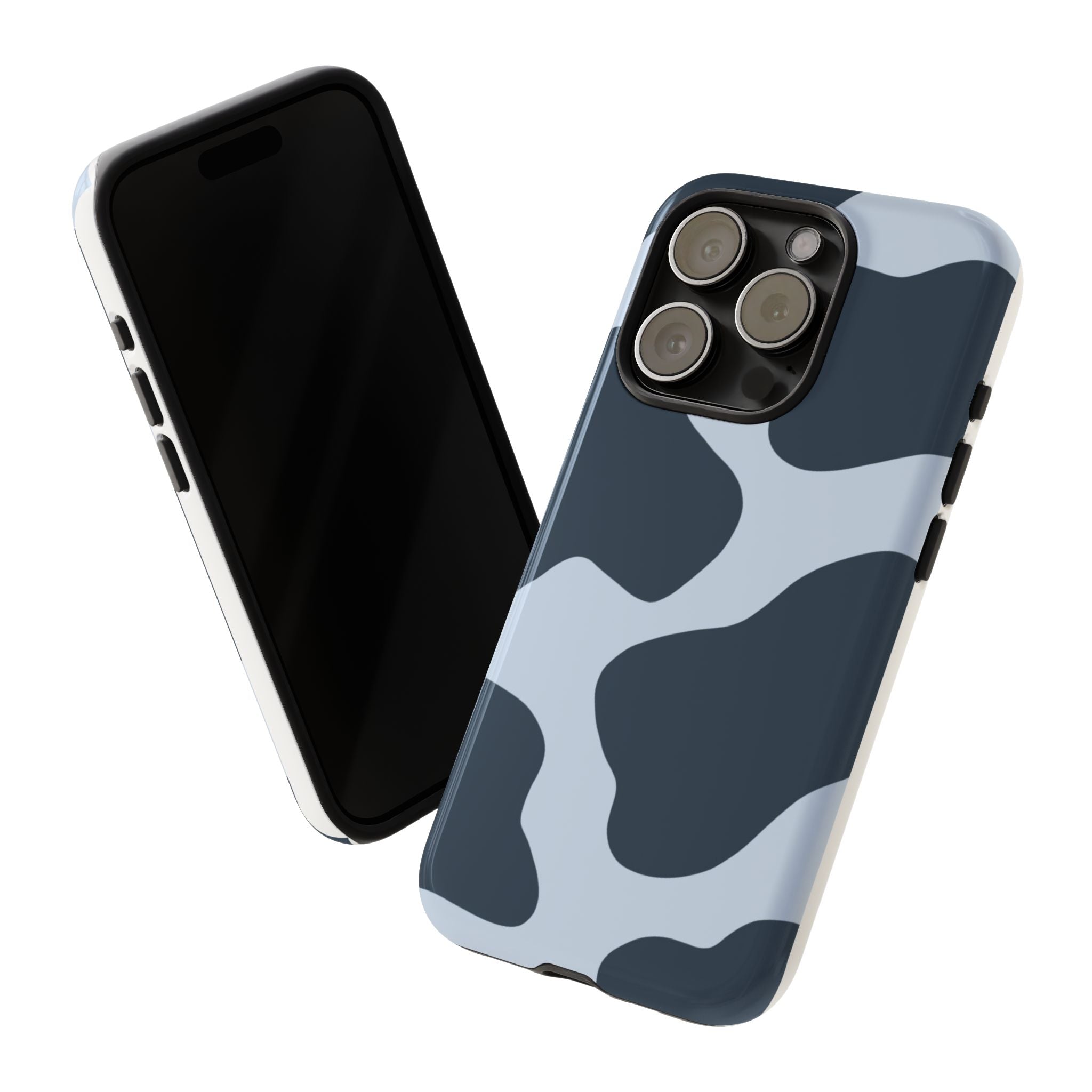 Cow Print Tough iPhone Case — Blue Black Abstract Pattern