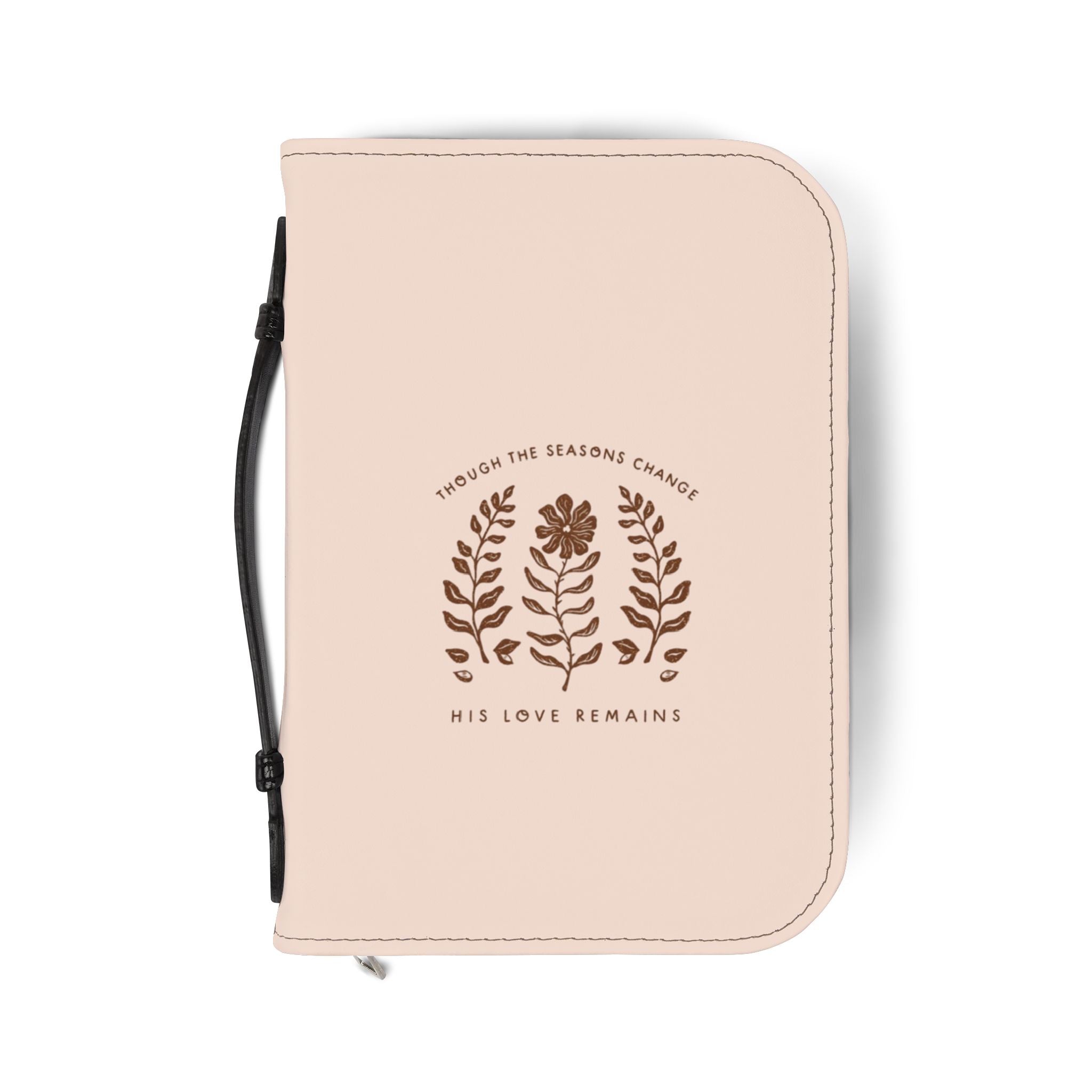 Bible Cover — "His Love Remains" Floral Zippered Bible Case