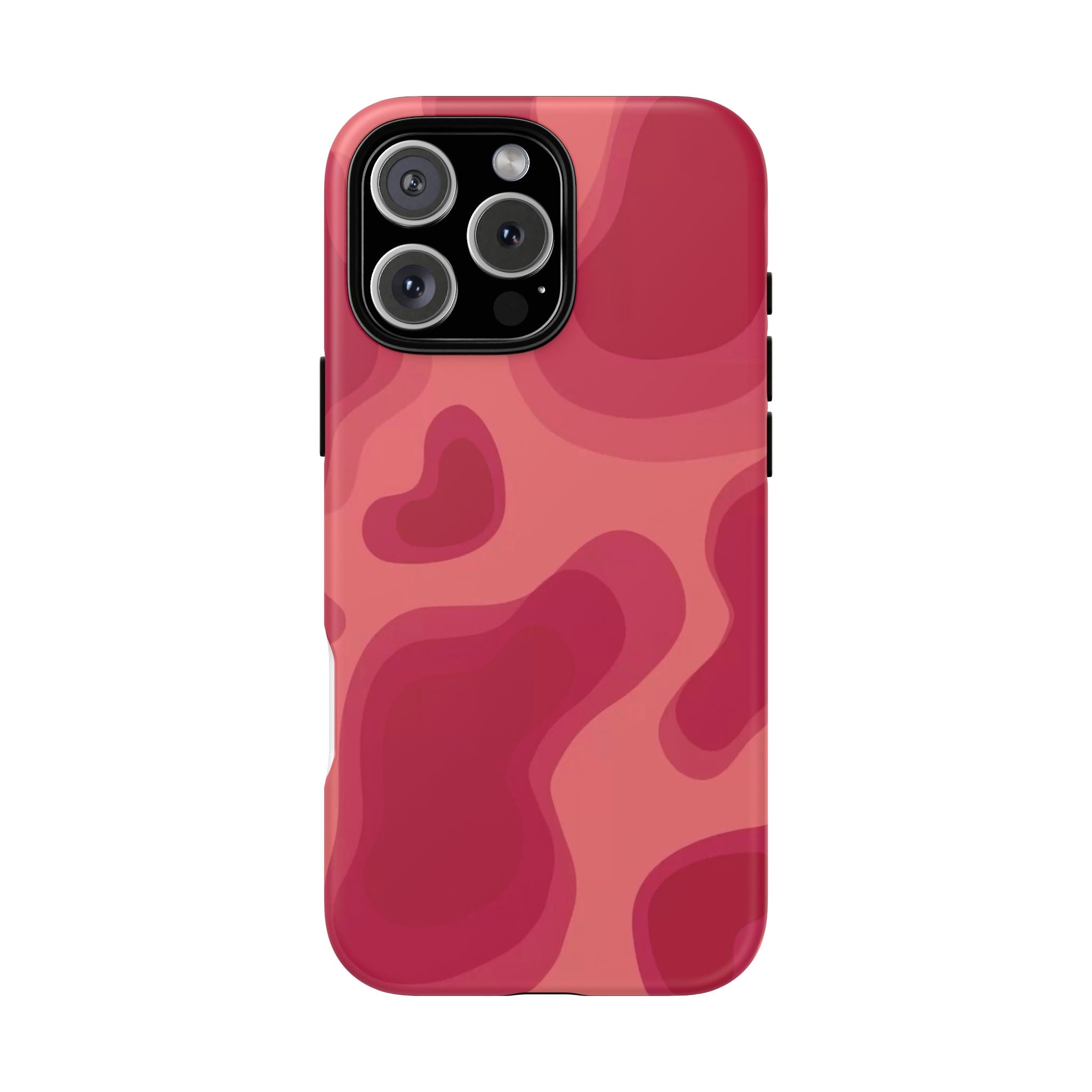 Red Pink Camo iPhone Case — Abstract Heart Pattern Tough Protective Cover
