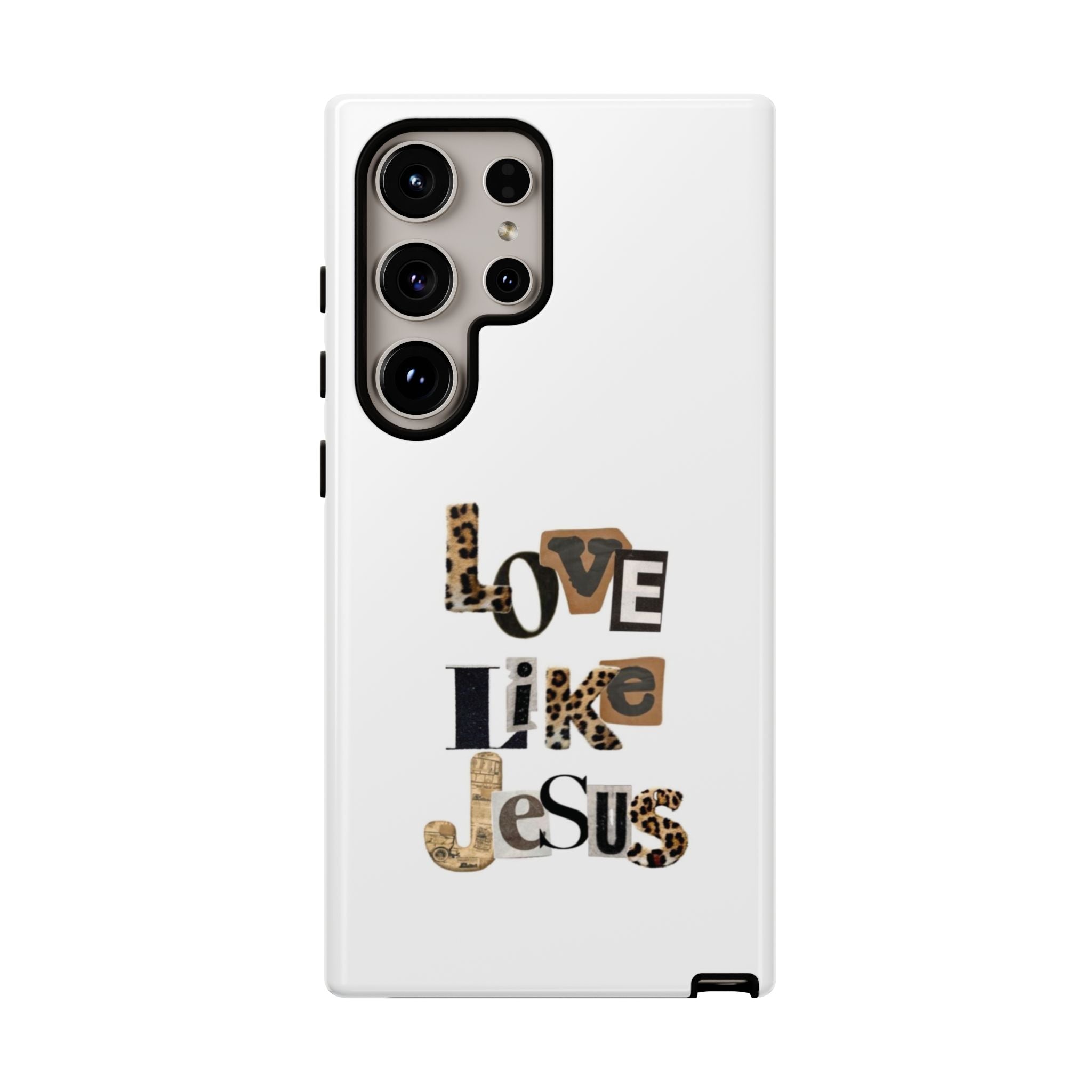 "Love Like Jesus" Leopard Print Christian Tough Phone Case