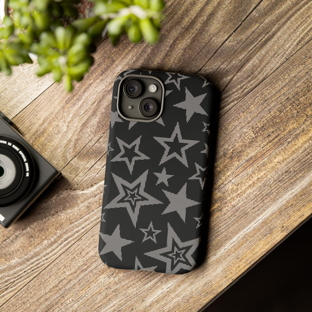 Black Star Pattern Tough Phone Case — Durable Protective Phone Cover