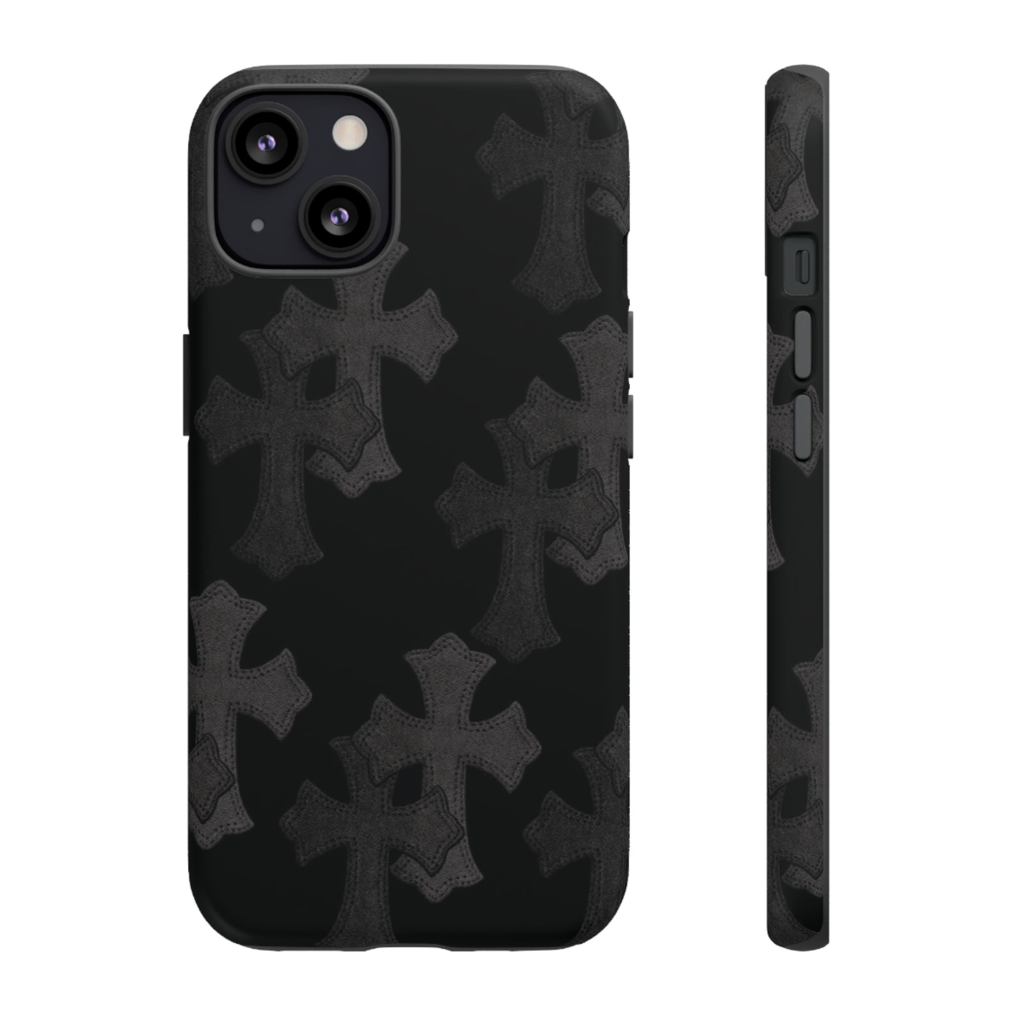 Black Cross Pattern Tough iPhone Case — Gothic Protective iPhone Cover