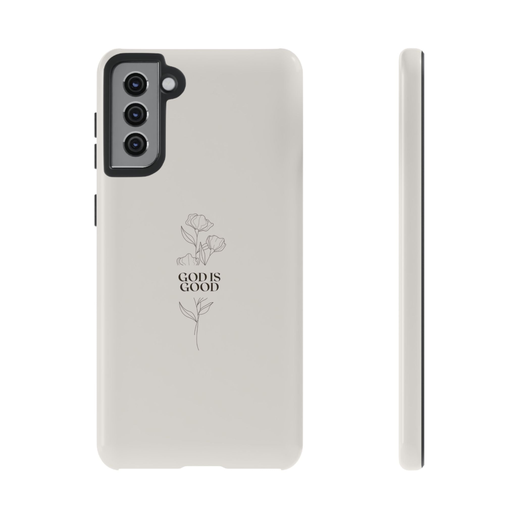 Minimal ‘God Is Good’ Floral Tough Phone Case
