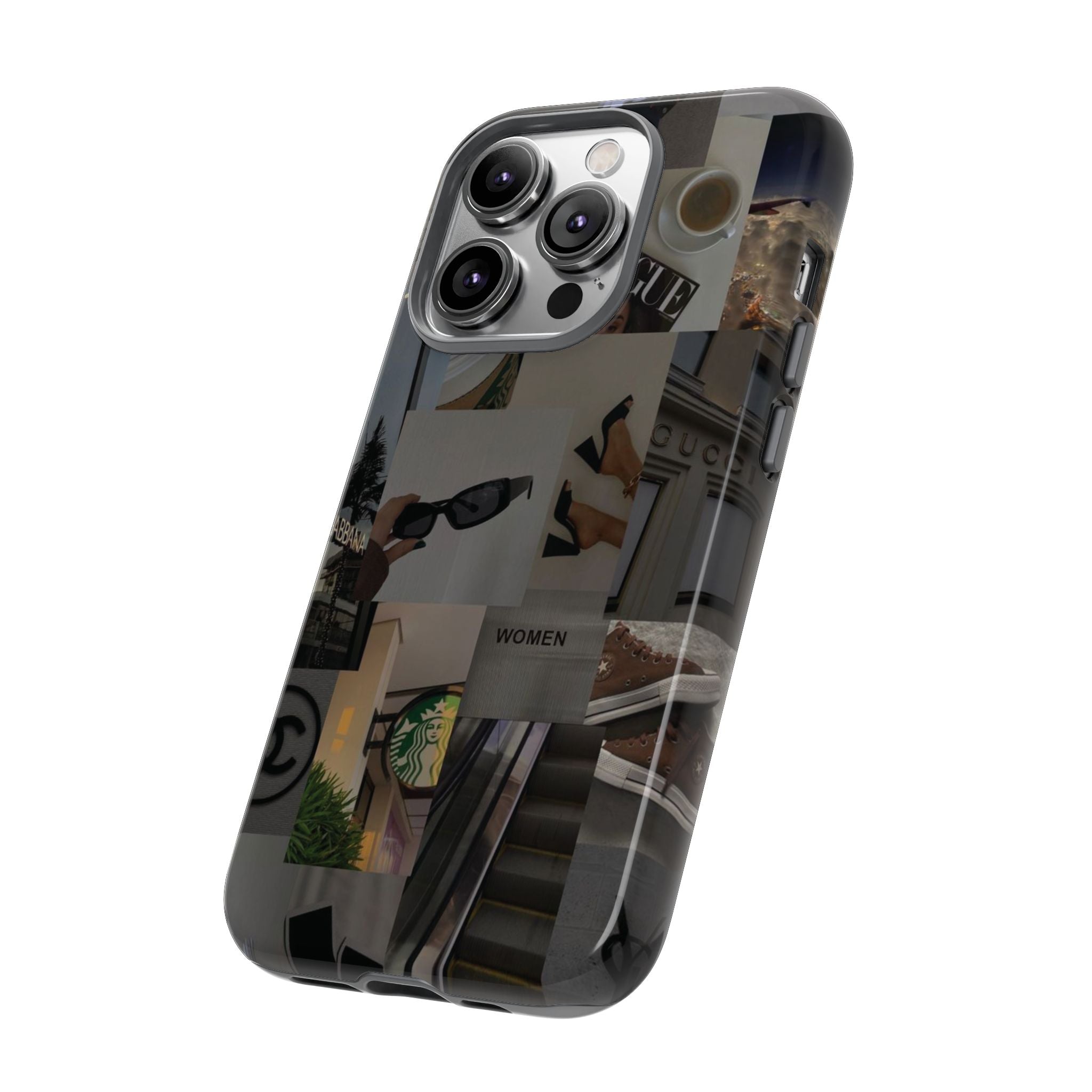 Collage Aesthetic Tough iPhone Case — Chic Cafe & Fashion Mood Board
