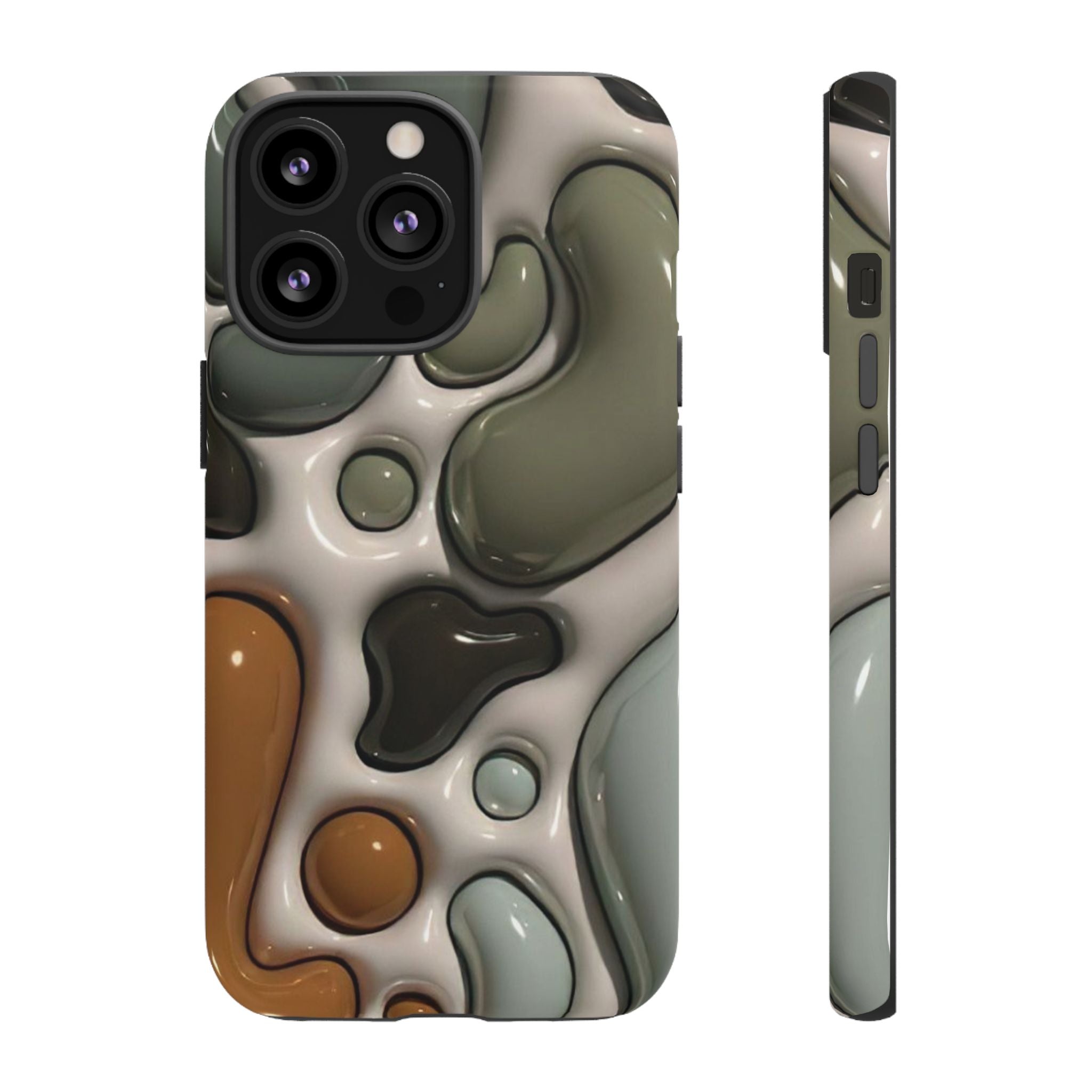 Abstract Pebble Pattern iPhone Case — Modern Organic Camouflage Tough Case