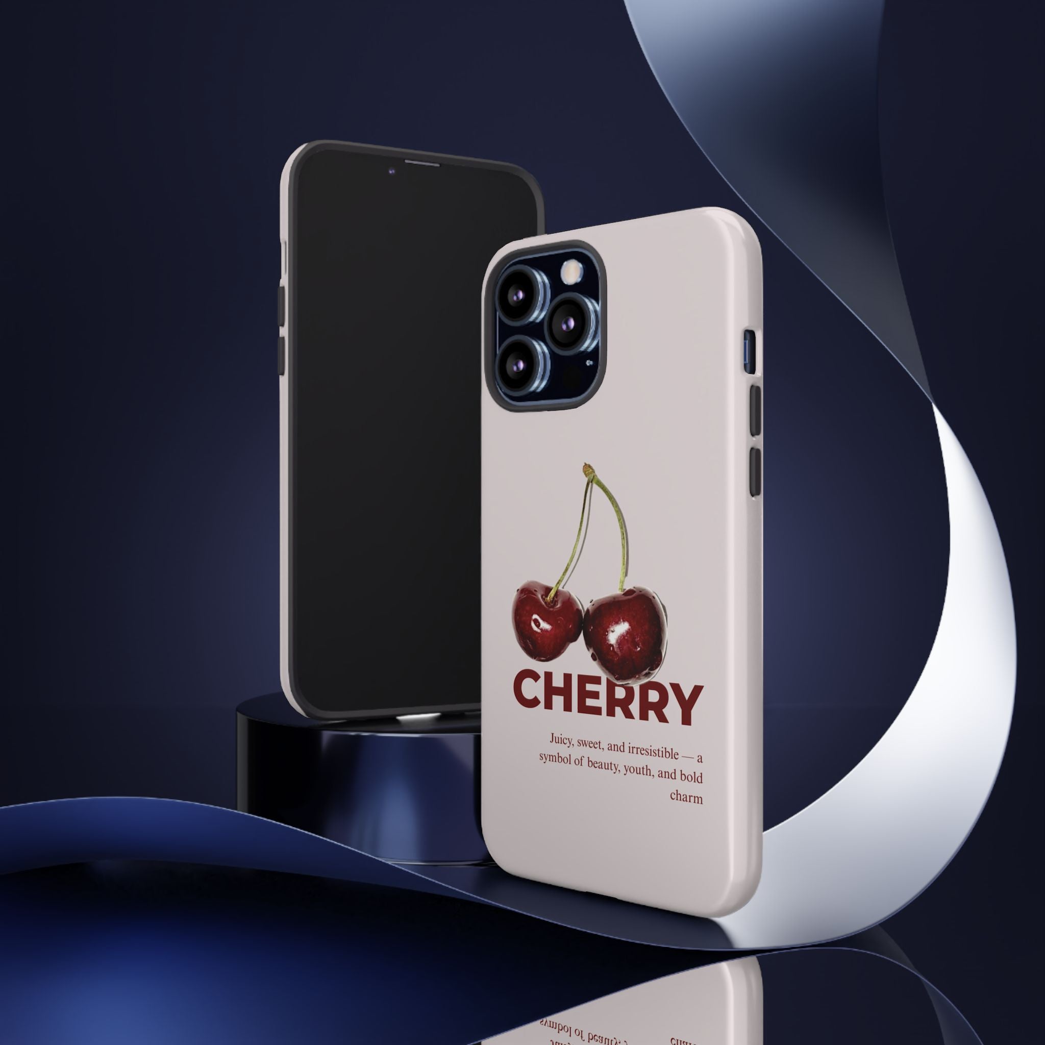 Cherry Vintage iPhone Case — Retro Cherry Illustration with 'CHERRY' Text