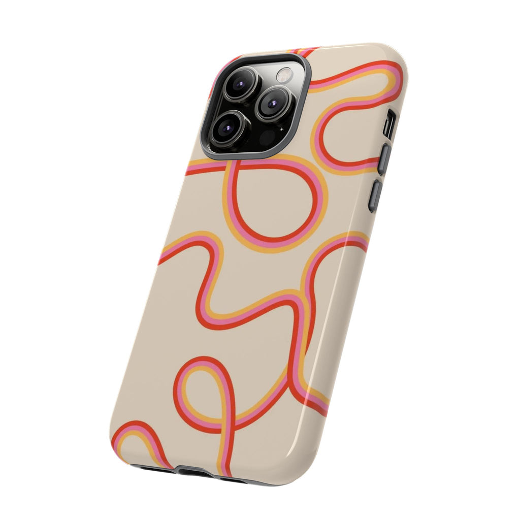 Retro Loop Pattern iPhone Case – Peach & Sunset Abstract Tough Case