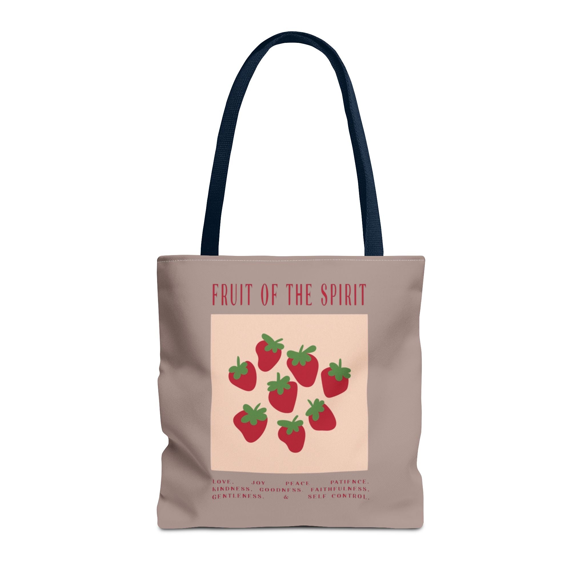 Fruit of the Spirit Strawberry Tote Bag — Christian Inspirational AOP Market Tote