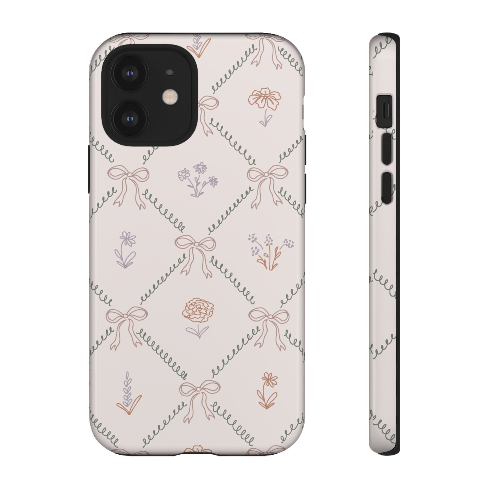 Floral Bow Pattern Tough iPhone Case