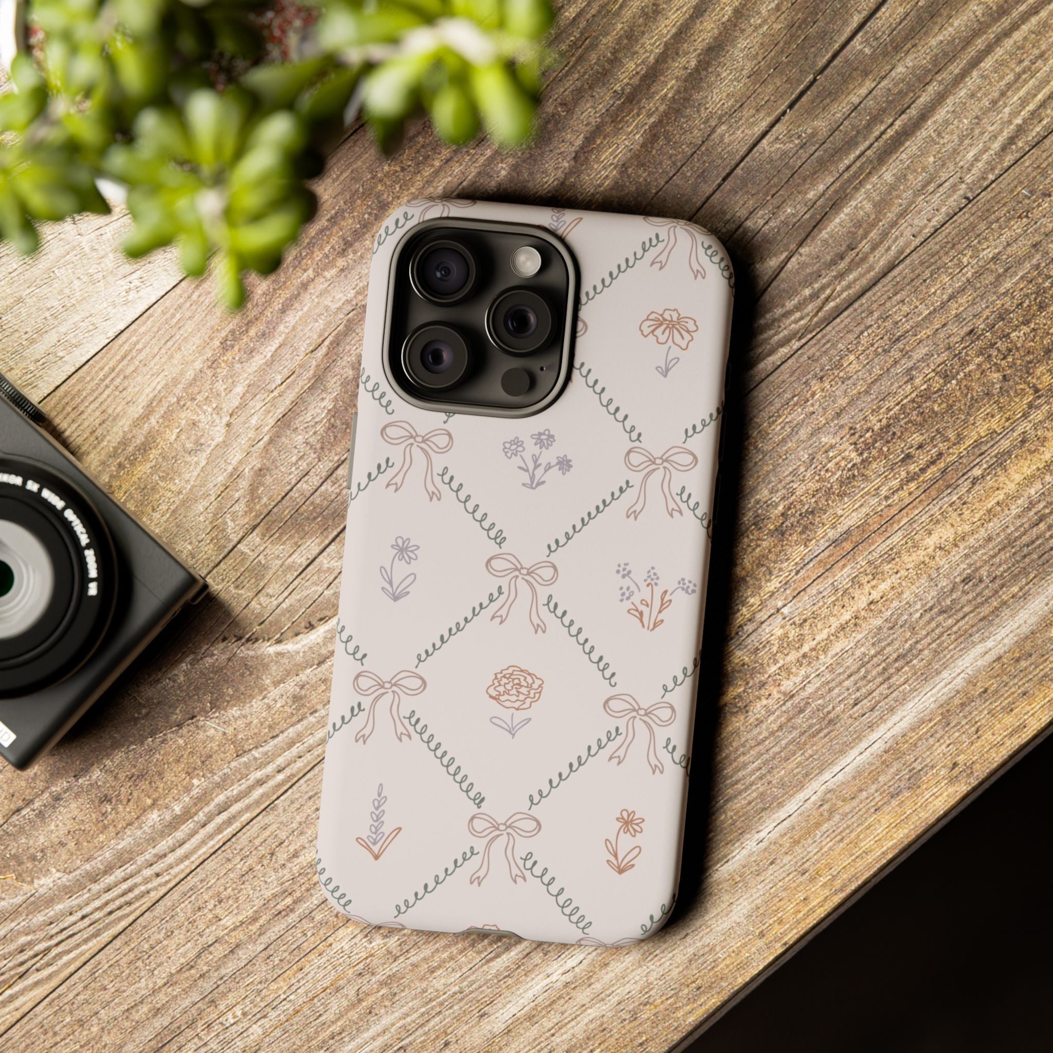 Floral Bow Pattern Tough iPhone Case