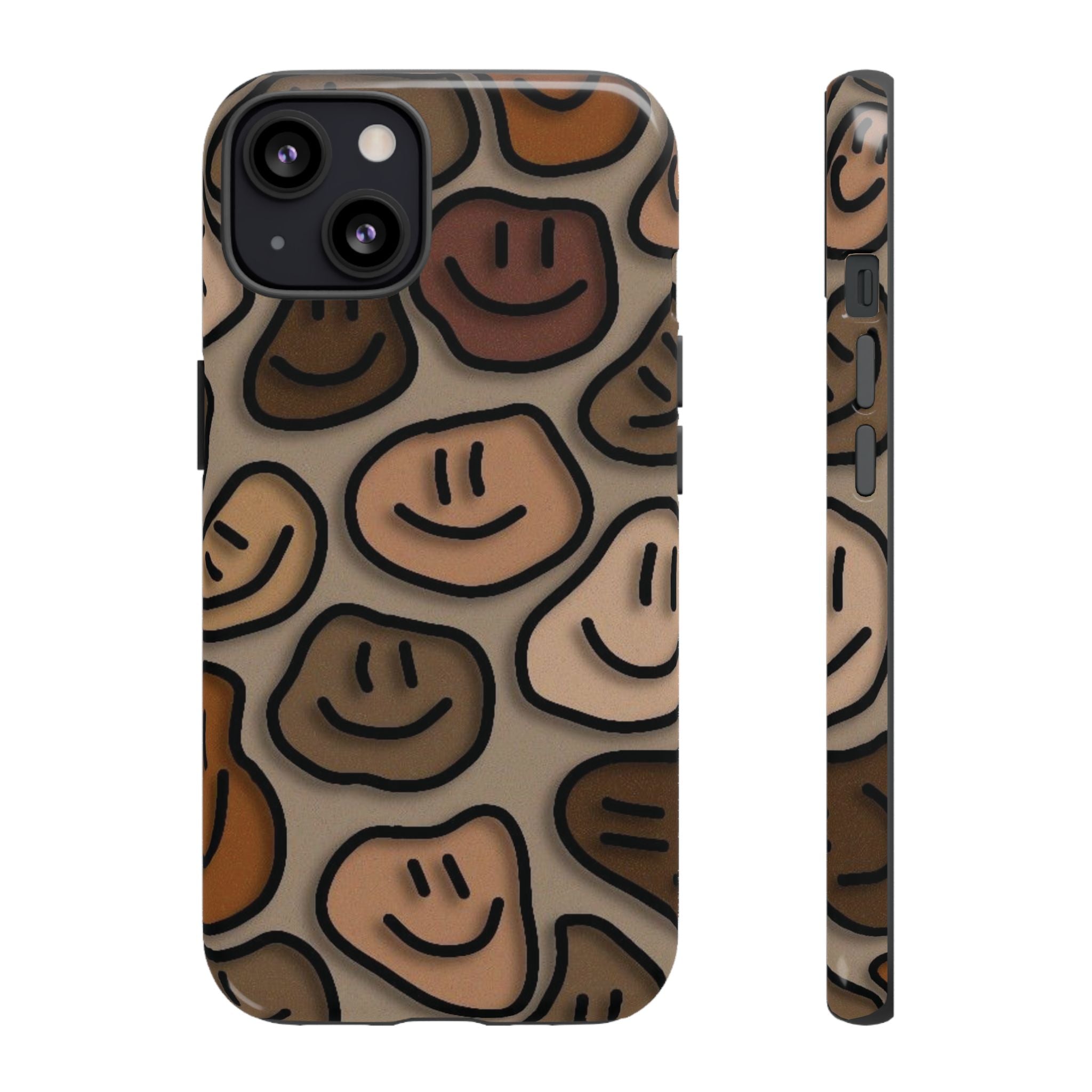 Smiley Faces iPhone Case — Neutral Brown Diverse Smiles Protective Cover