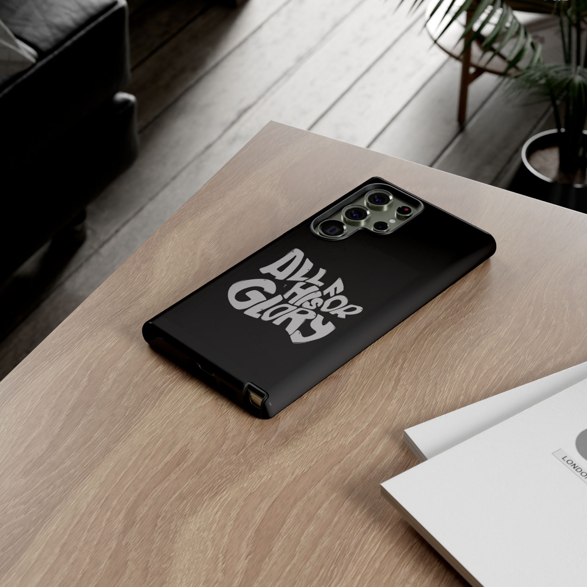 All For His Glory Phone Case — Christian Faith Script Protective Cover