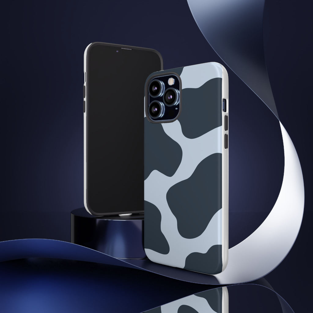 Cow Print Tough iPhone Case — Blue Black Abstract Pattern