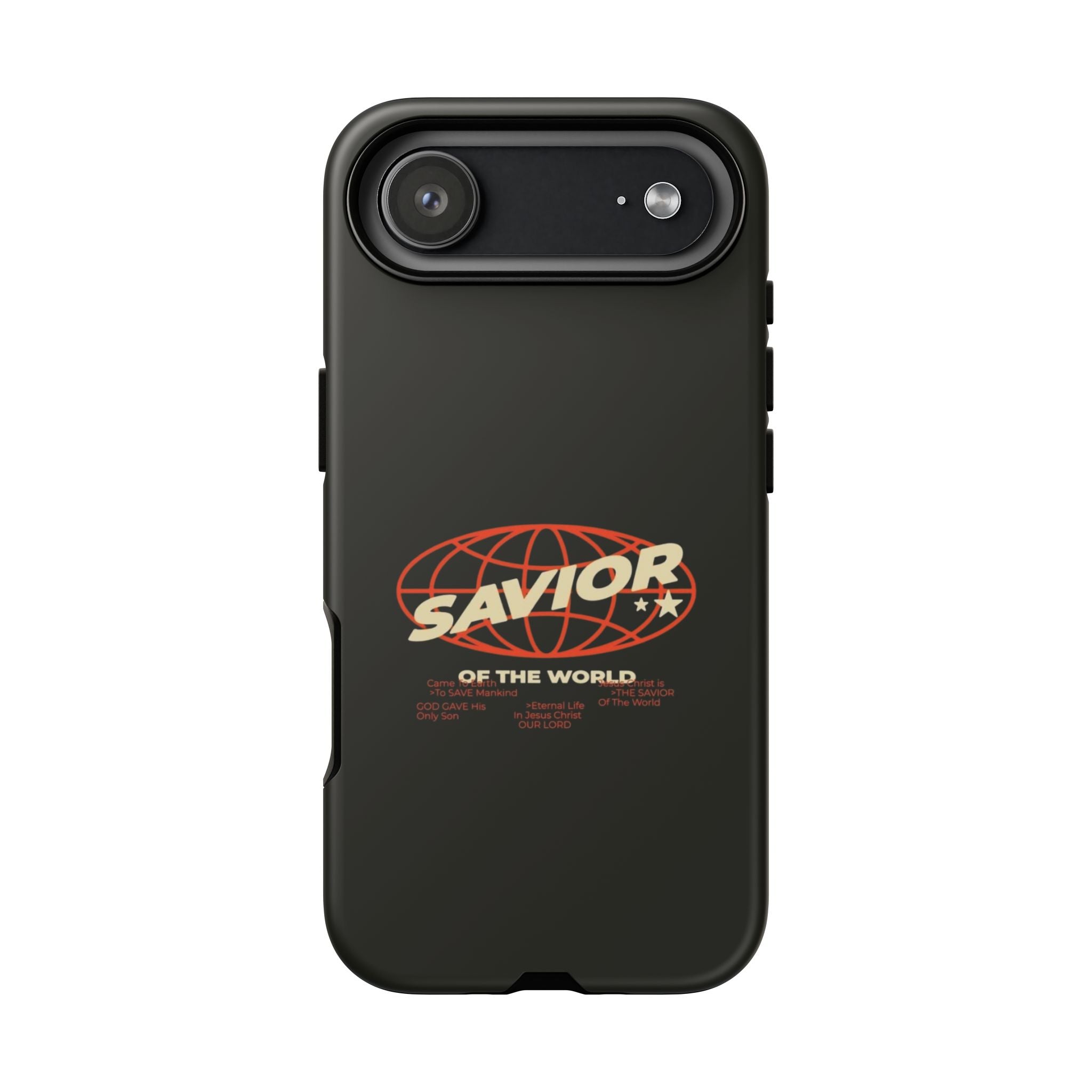 Savior of the World Black Protective Phone Case — Retro Globe Design