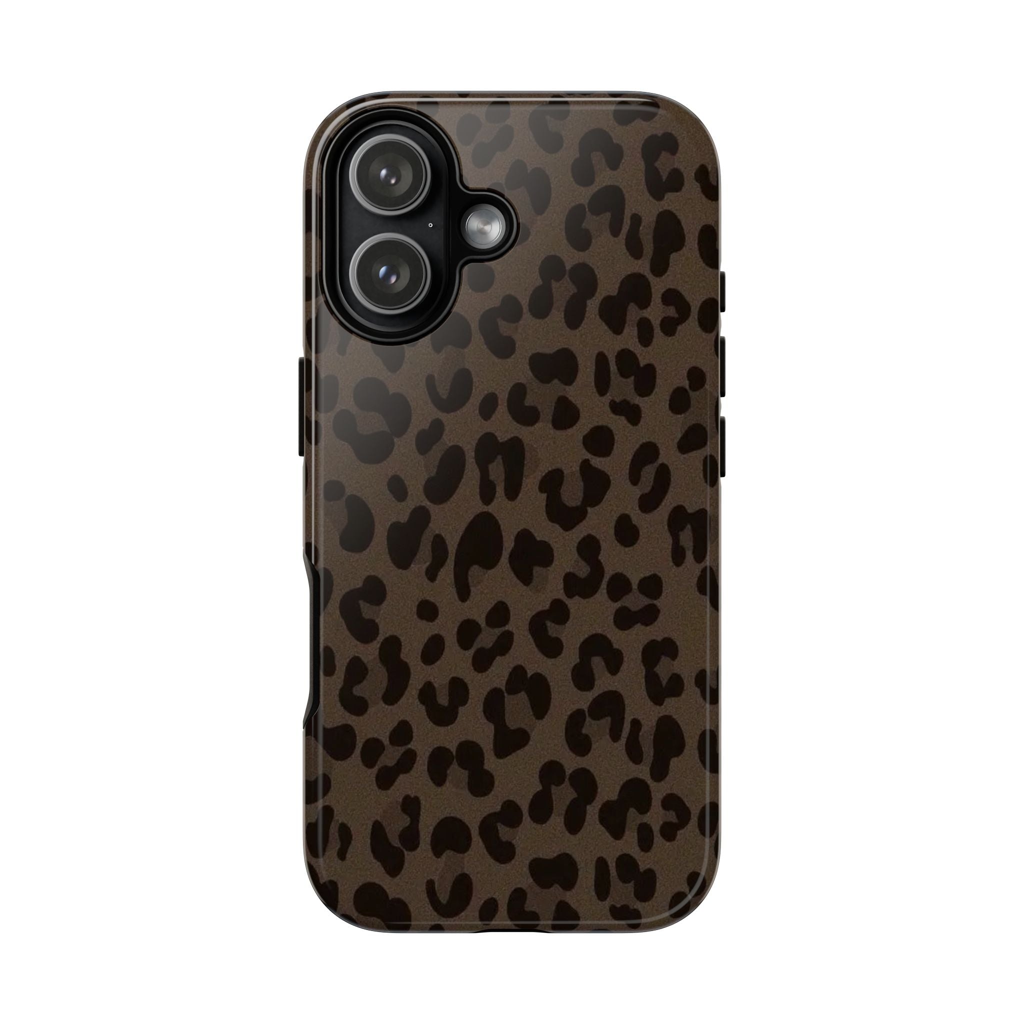 Leopard Print Tough iPhone Case — Durable Brown Animal Pattern Protective Cover