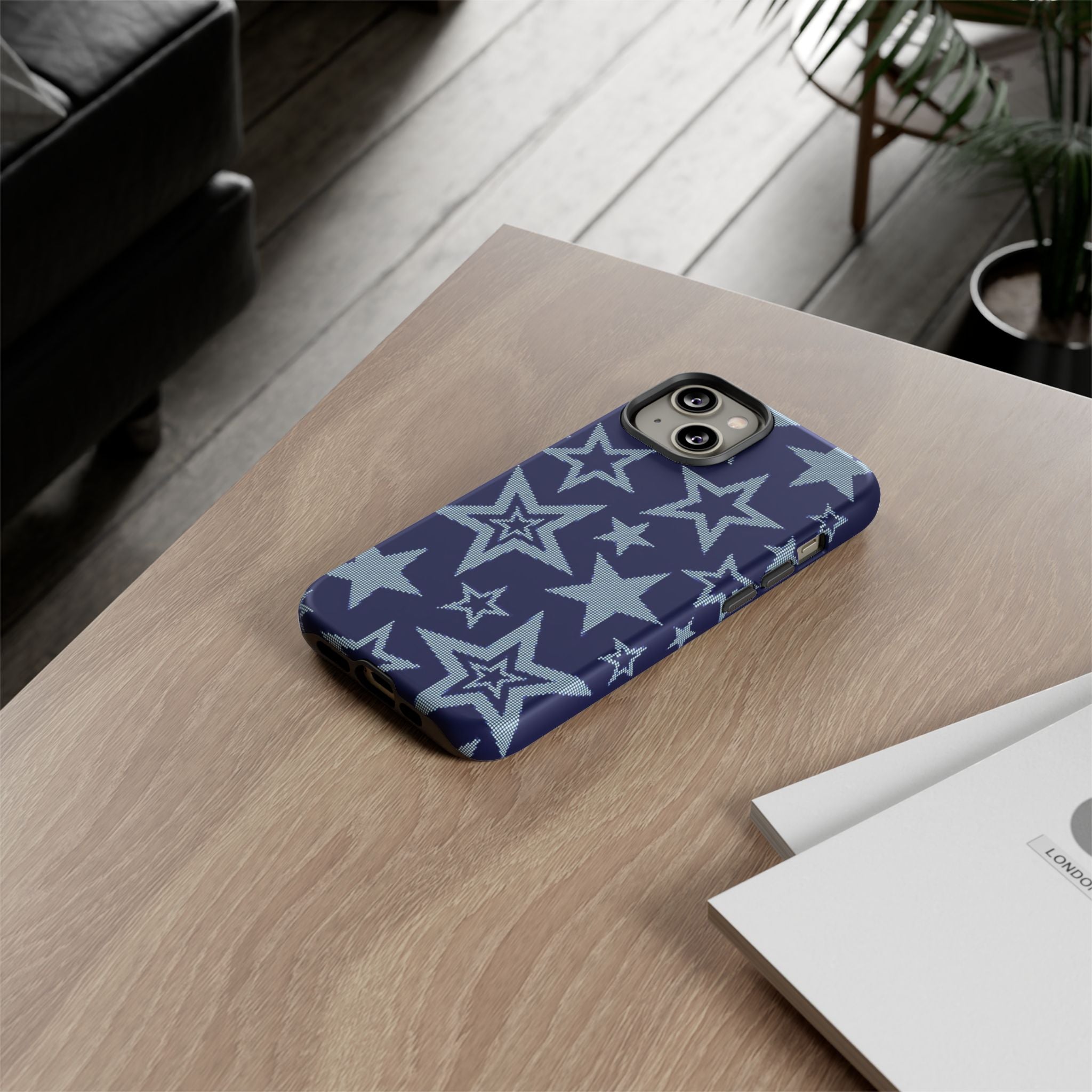 Navy Star Pattern Tough iPhone Case