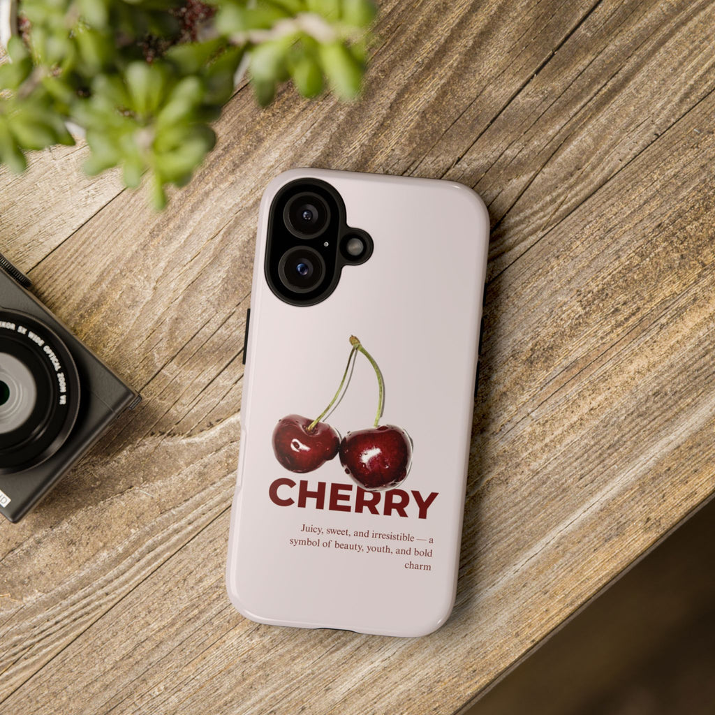Cherry Vintage iPhone Case — Retro Cherry Illustration with 'CHERRY' Text