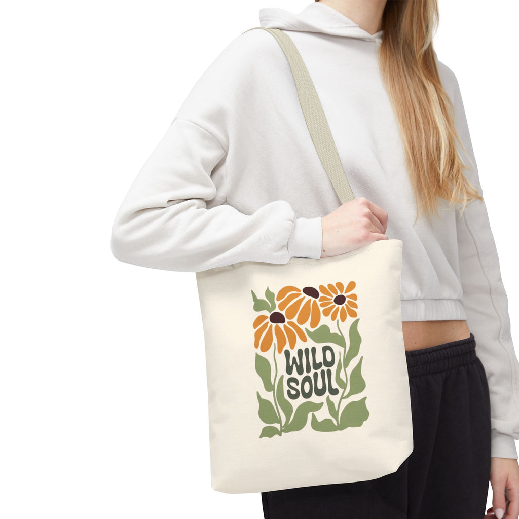 Wild Soul Floral Tote Bag — Boho Sunflower Canvas Carryall