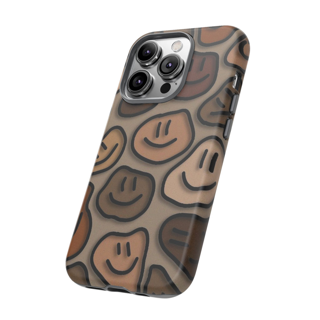 Smiley Faces iPhone Case — Neutral Brown Diverse Smiles Protective Cover