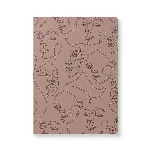 Abstract Faces Softcover Journal — Lined Notebook