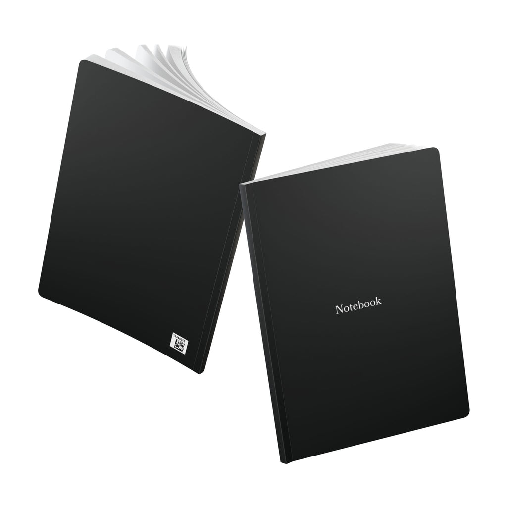 Softcover Journal — Minimal Black Notebook with Inside Prints