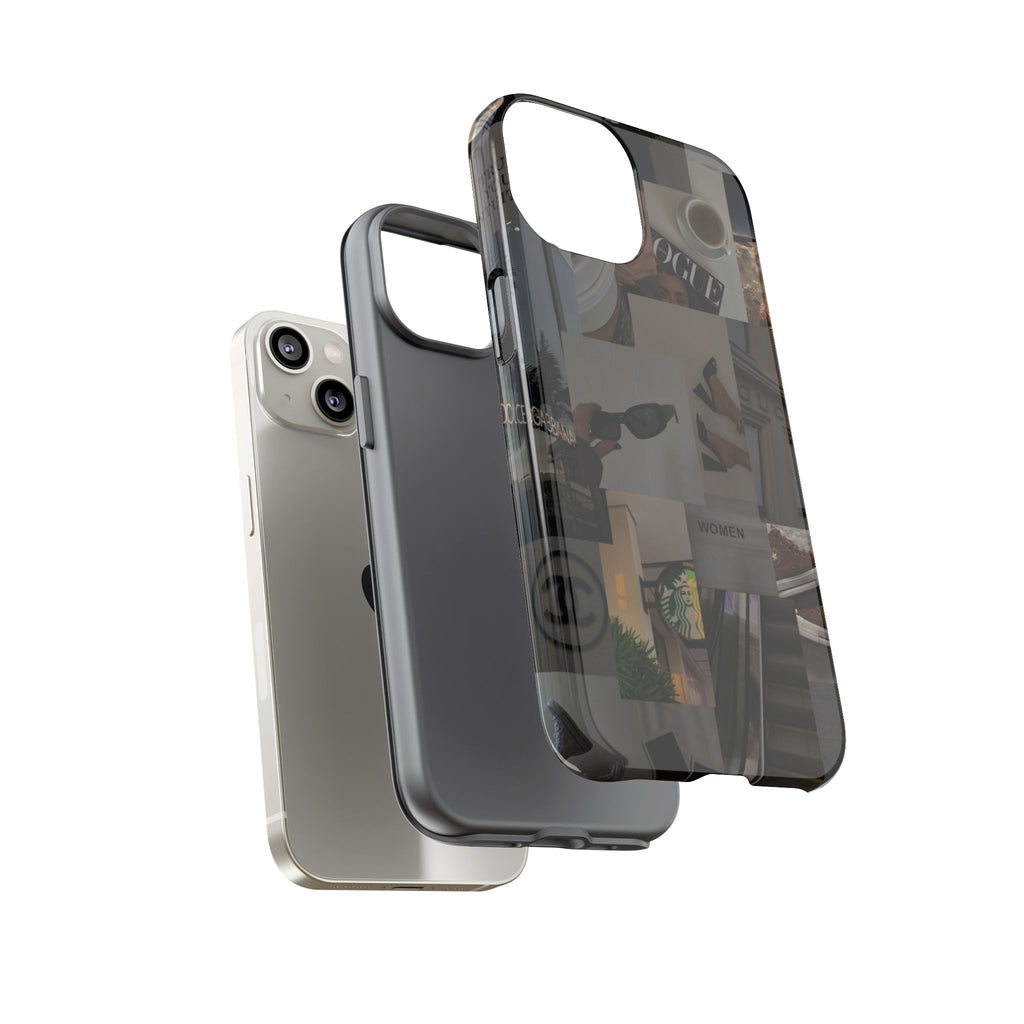 Collage Aesthetic Tough iPhone Case — Chic Cafe & Fashion Mood Board