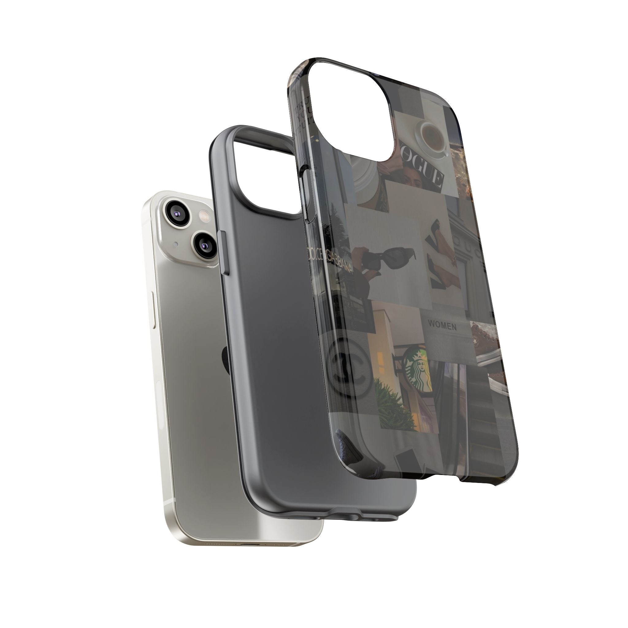Collage Aesthetic Tough iPhone Case — Chic Cafe & Fashion Mood Board