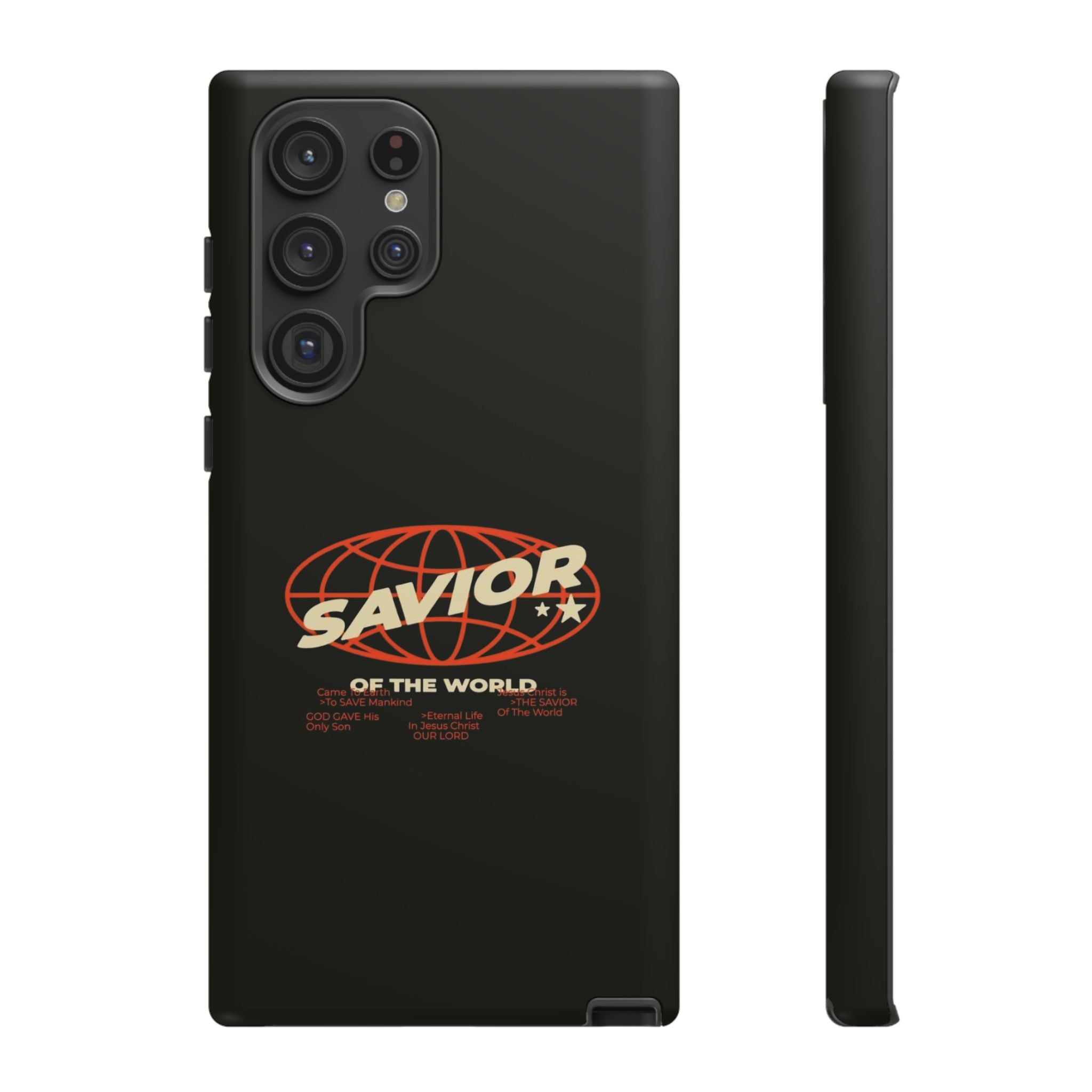Savior of the World Black Protective Phone Case — Retro Globe Design
