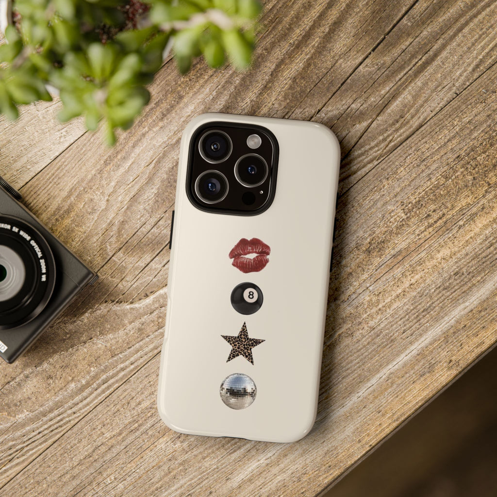 Kiss 8-Ball Star iPhone Case – Trendy Minimalist Protective Cover