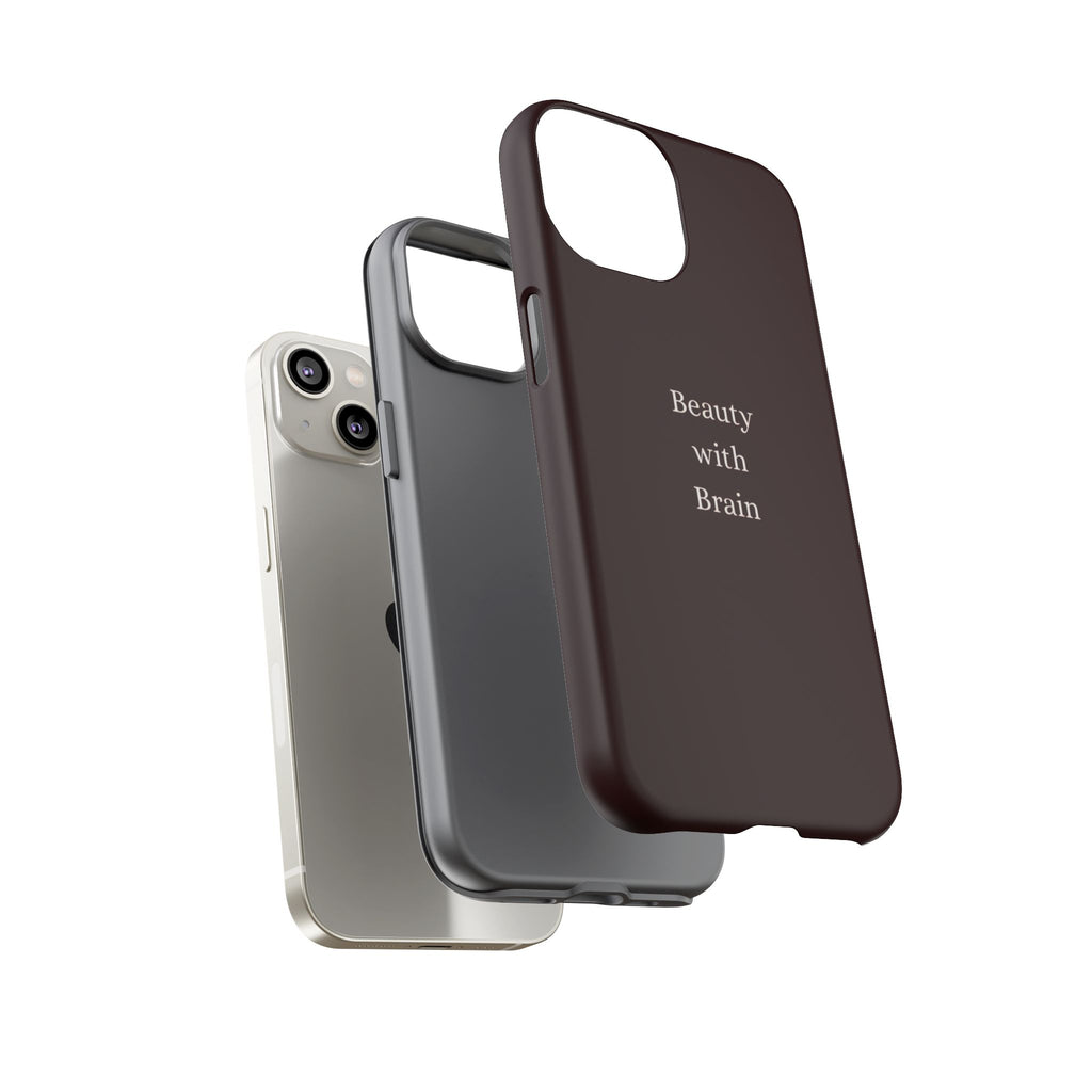 Tough Case — "Beauty with Brain" Protective iPhone Case (Sleek Maroon)