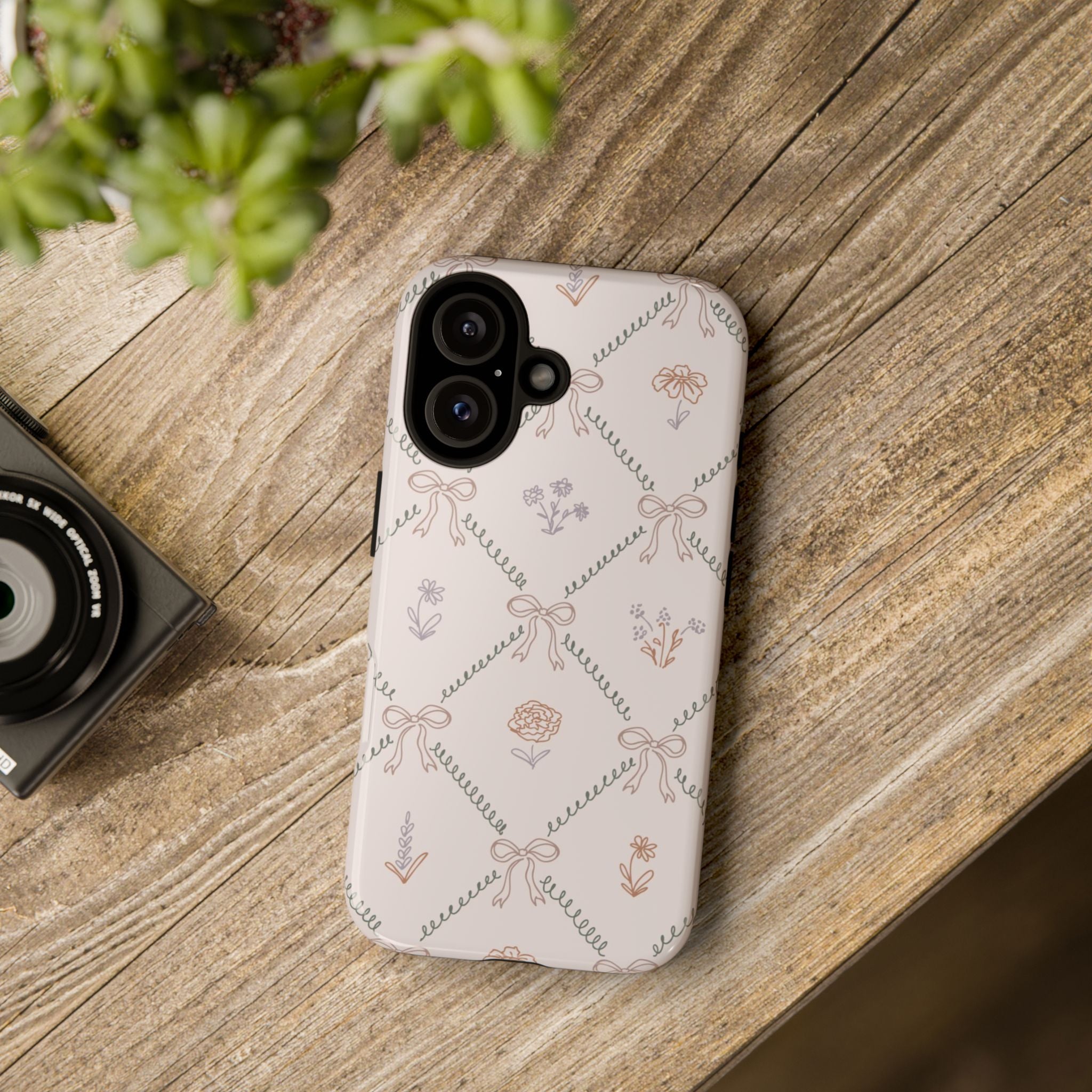 Floral Bow Pattern Tough iPhone Case