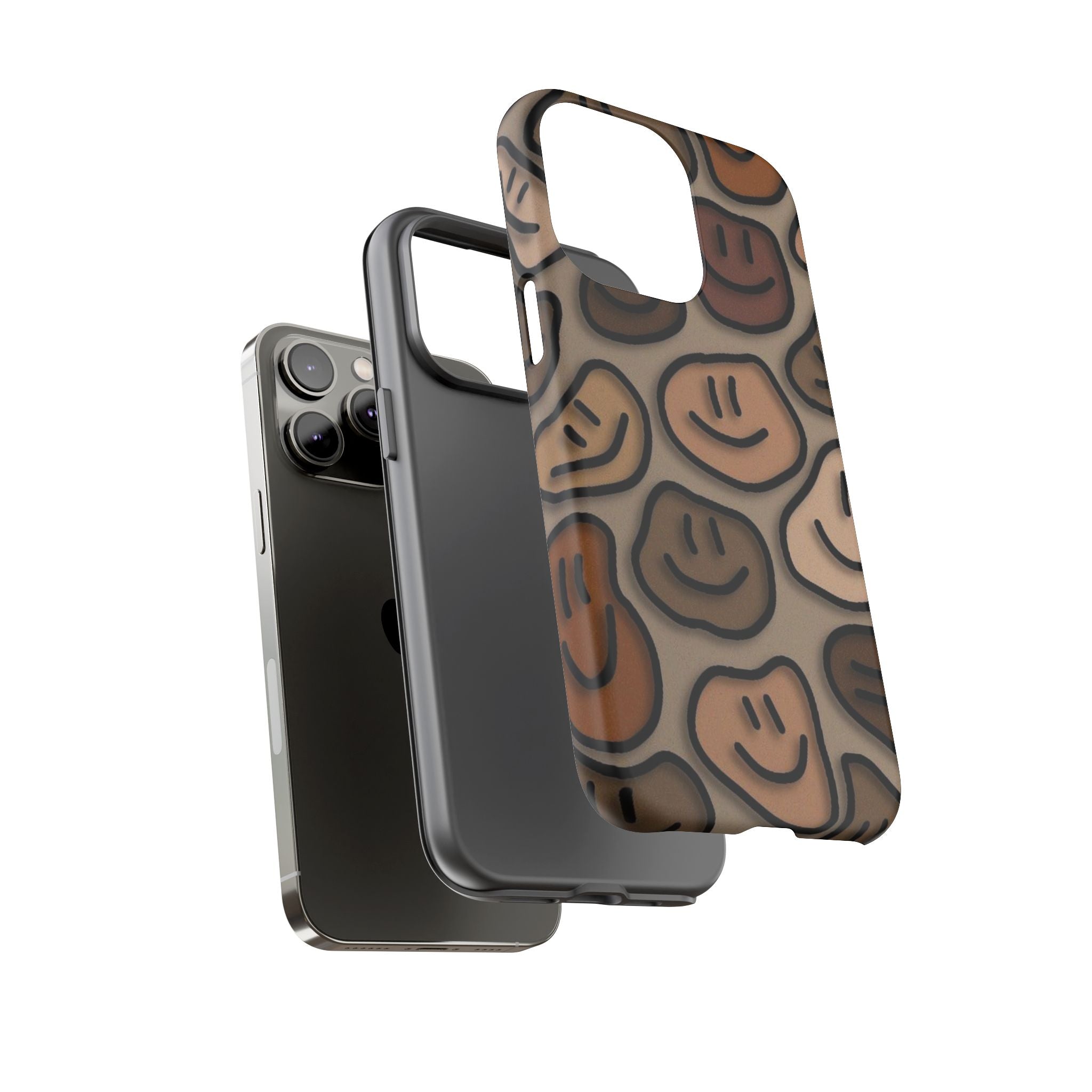 Smiley Faces iPhone Case — Neutral Brown Diverse Smiles Protective Cover