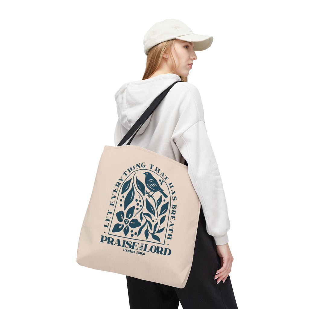 "Praise the Lord" Floral Psalm 150:6 Tote Bag