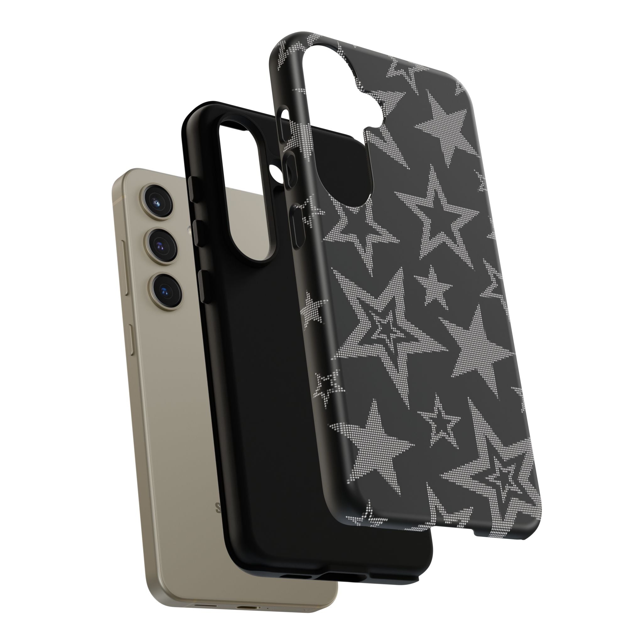 Black Star Pattern Tough Phone Case — Durable Protective Phone Cover
