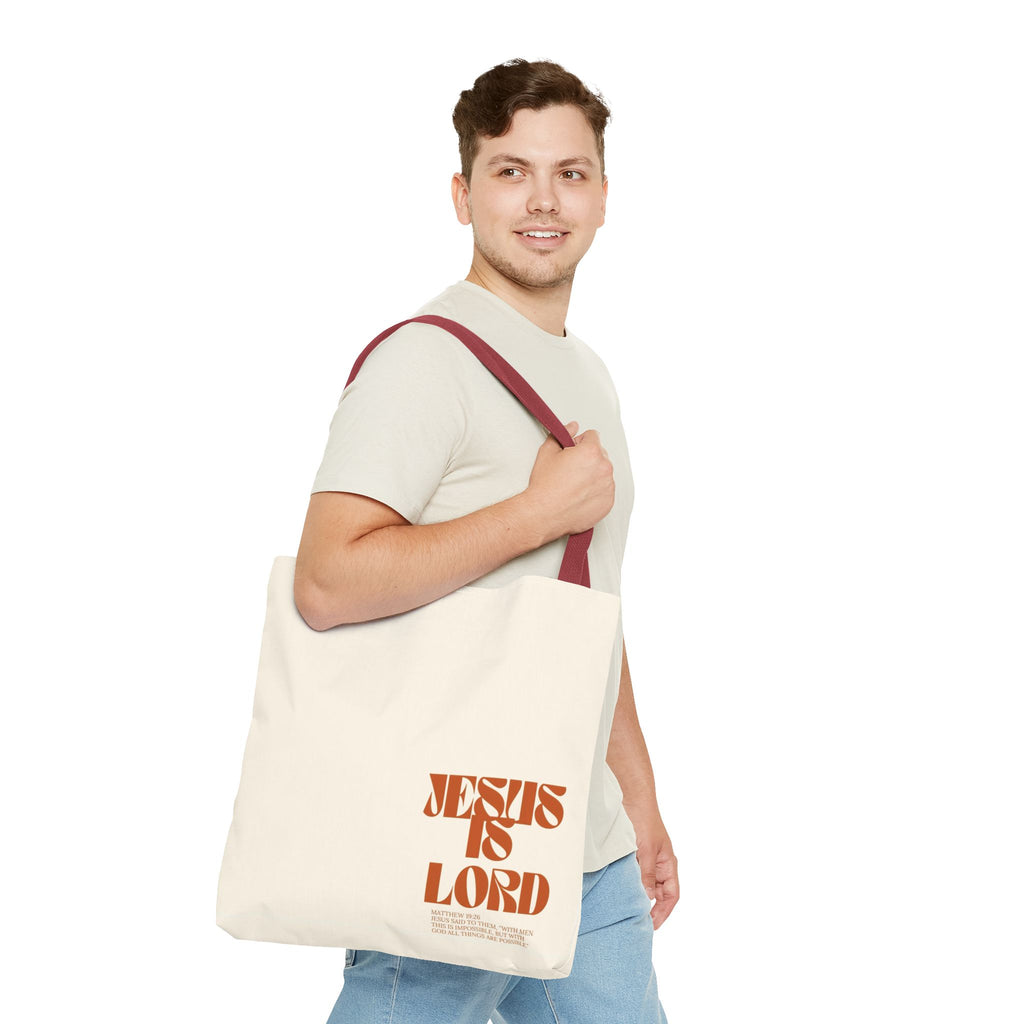 "Jesus Is Lord" Tote Bag — Faith-Based Christian Quote Everyday Tote