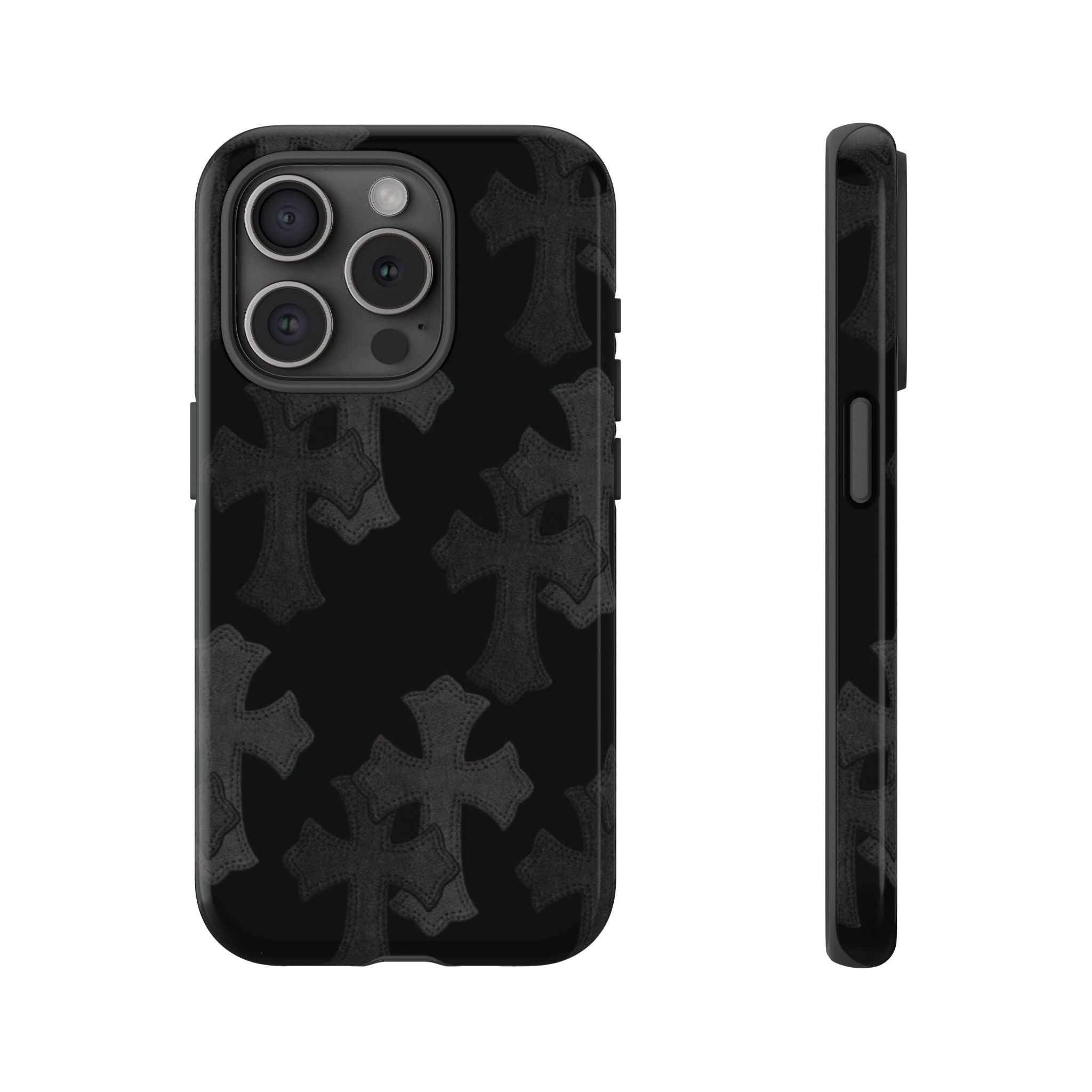 Black Cross Pattern Tough iPhone Case — Gothic Protective iPhone Cover