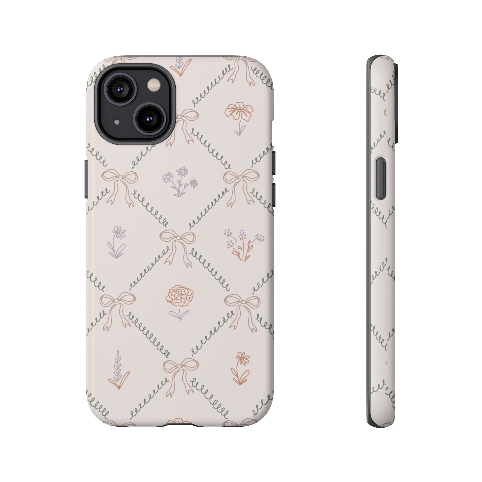 Floral Bow Pattern Tough iPhone Case