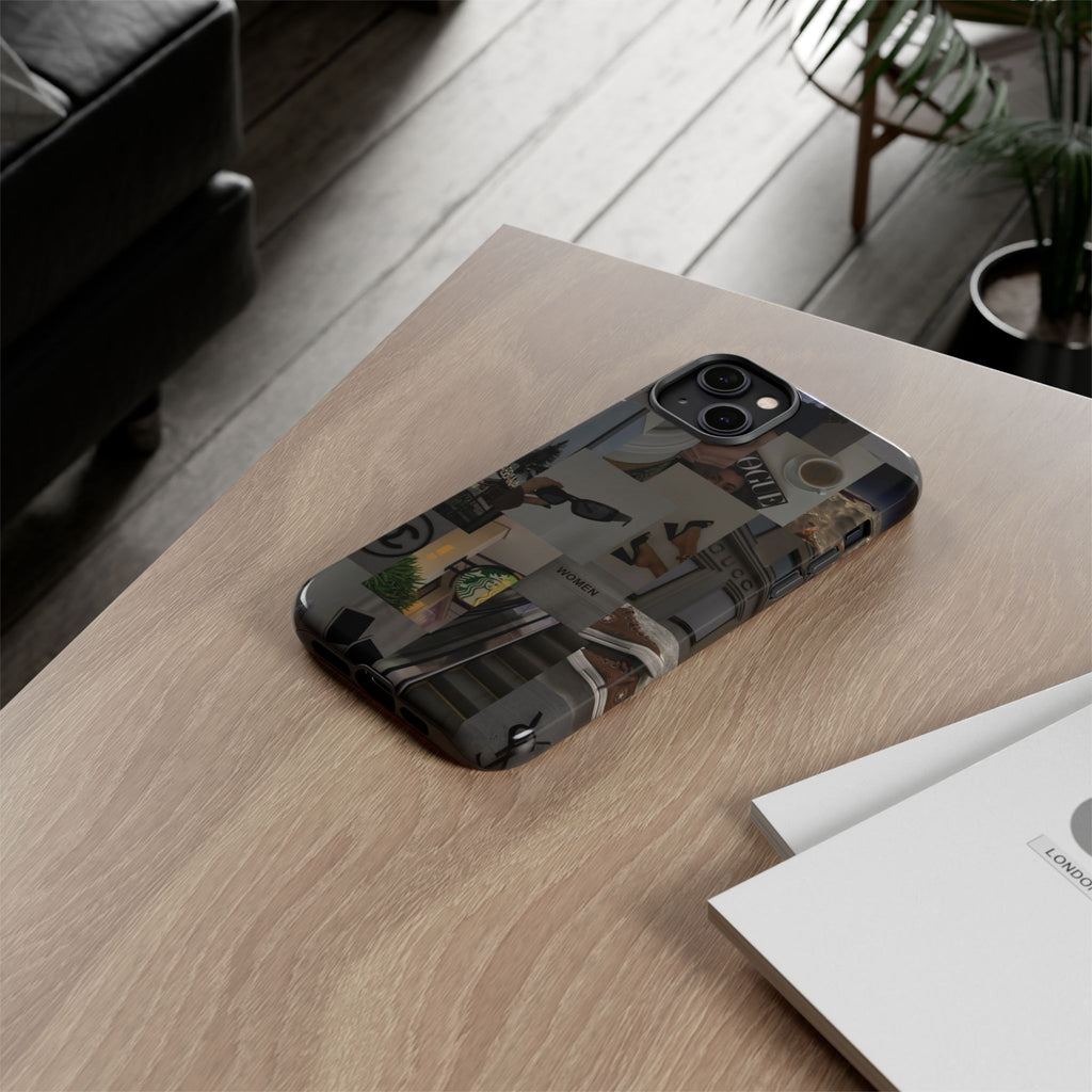 Collage Aesthetic Tough iPhone Case — Chic Cafe & Fashion Mood Board