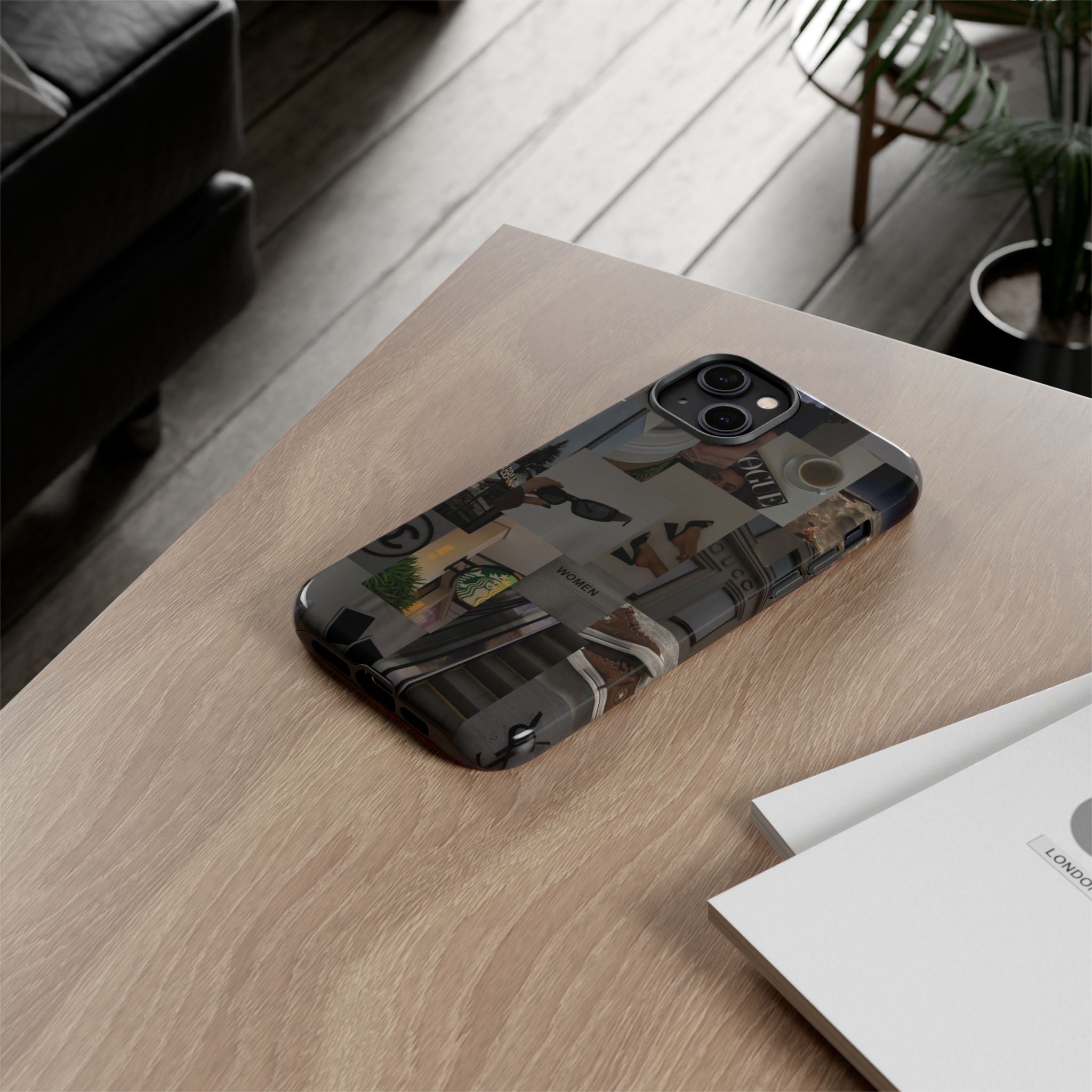 Collage Aesthetic Tough iPhone Case — Chic Cafe & Fashion Mood Board
