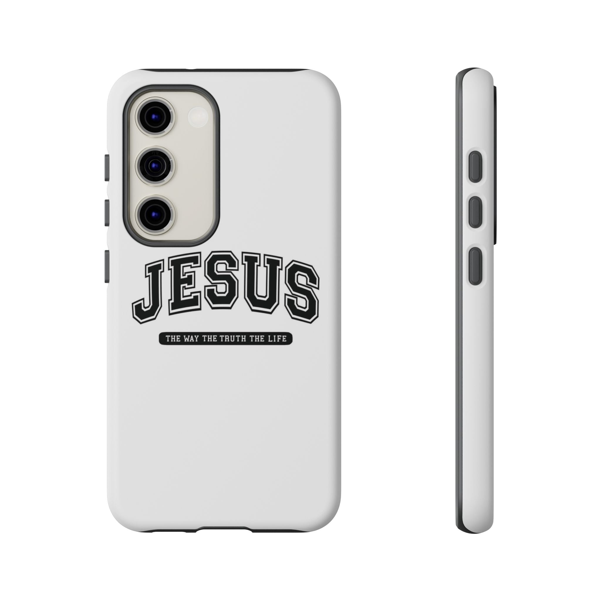 Jesus varsity phone case — 'Jesus: The Way The Truth The Life' tough protective cover