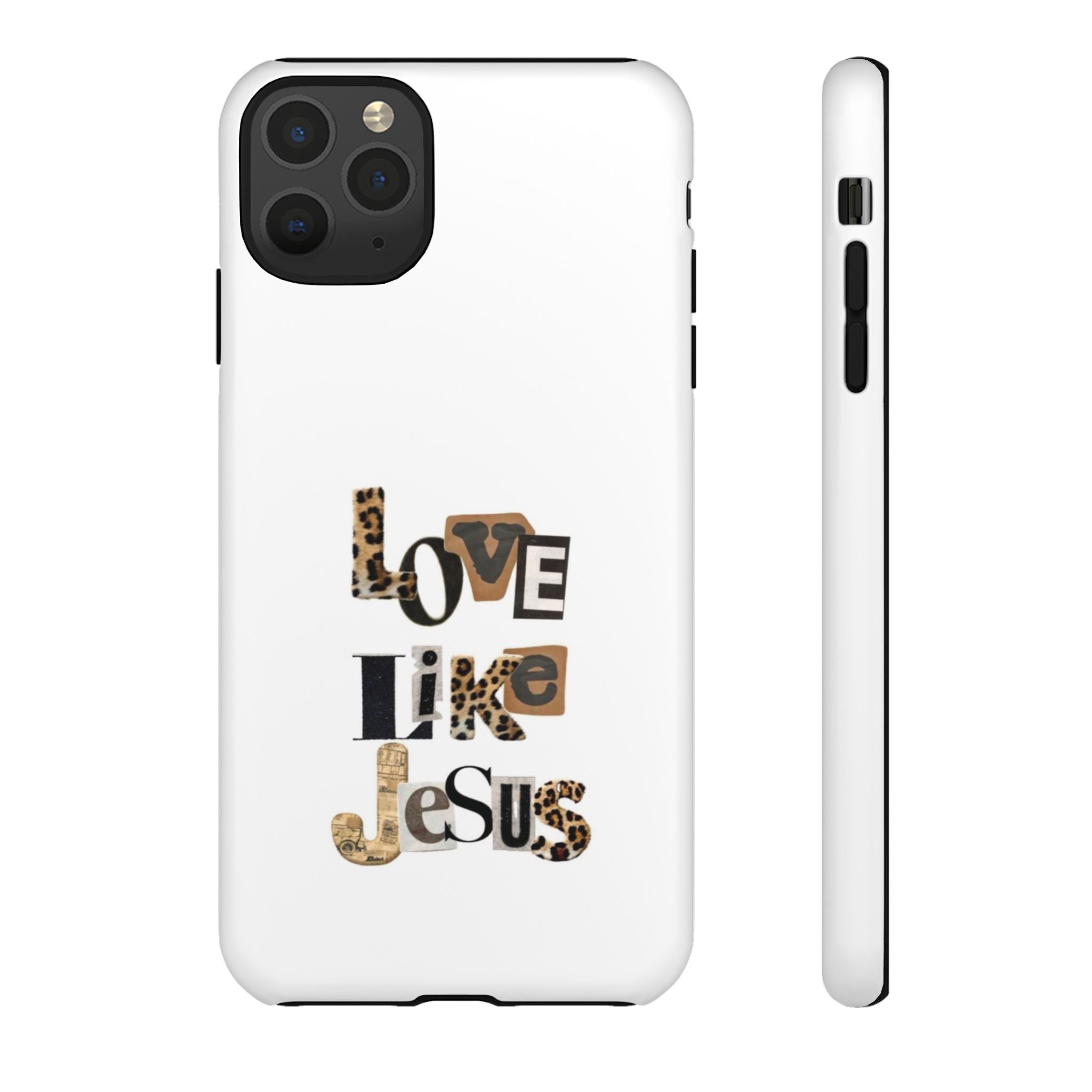 "Love Like Jesus" Leopard Print Christian Tough Phone Case