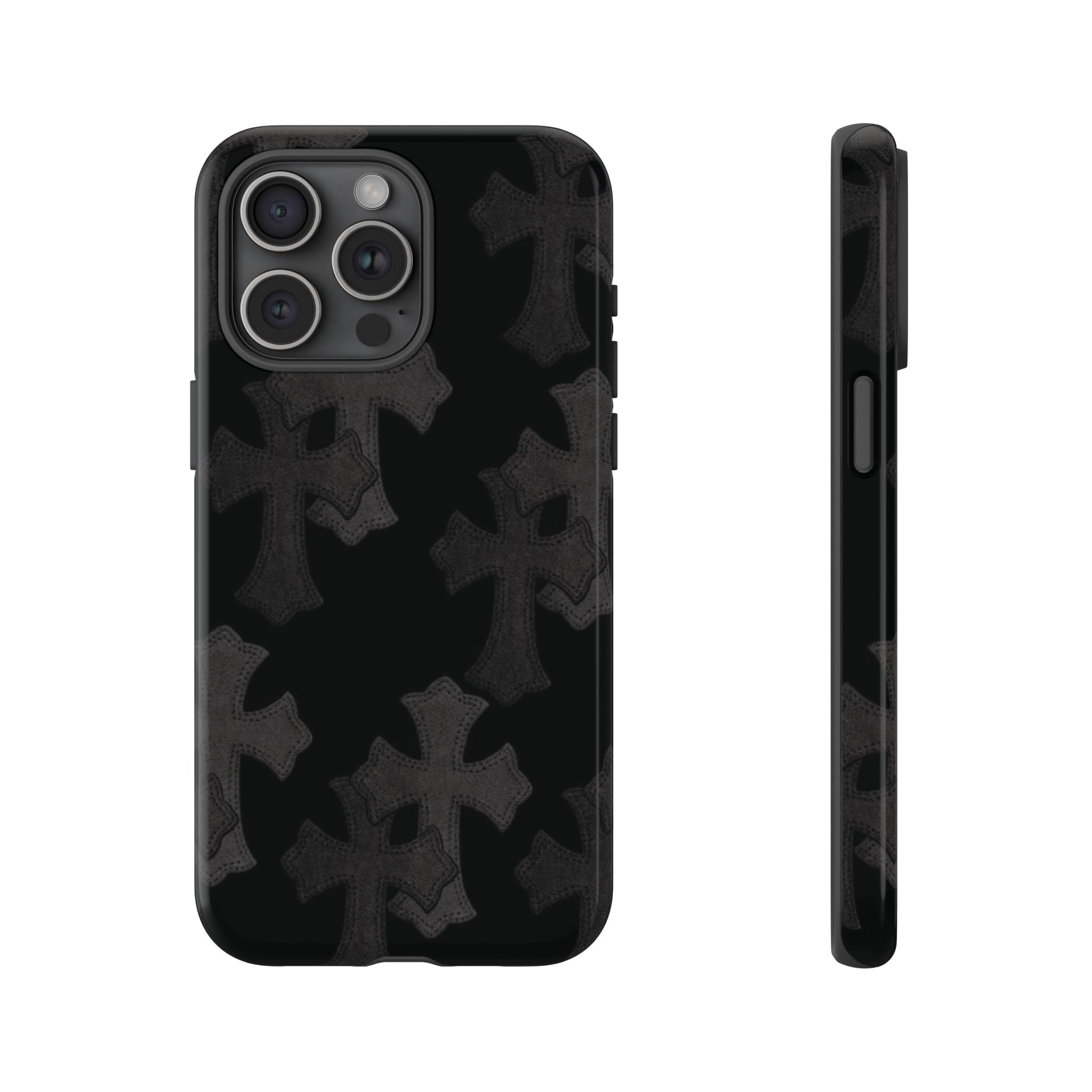 Black Cross Pattern Tough iPhone Case — Gothic Protective iPhone Cover