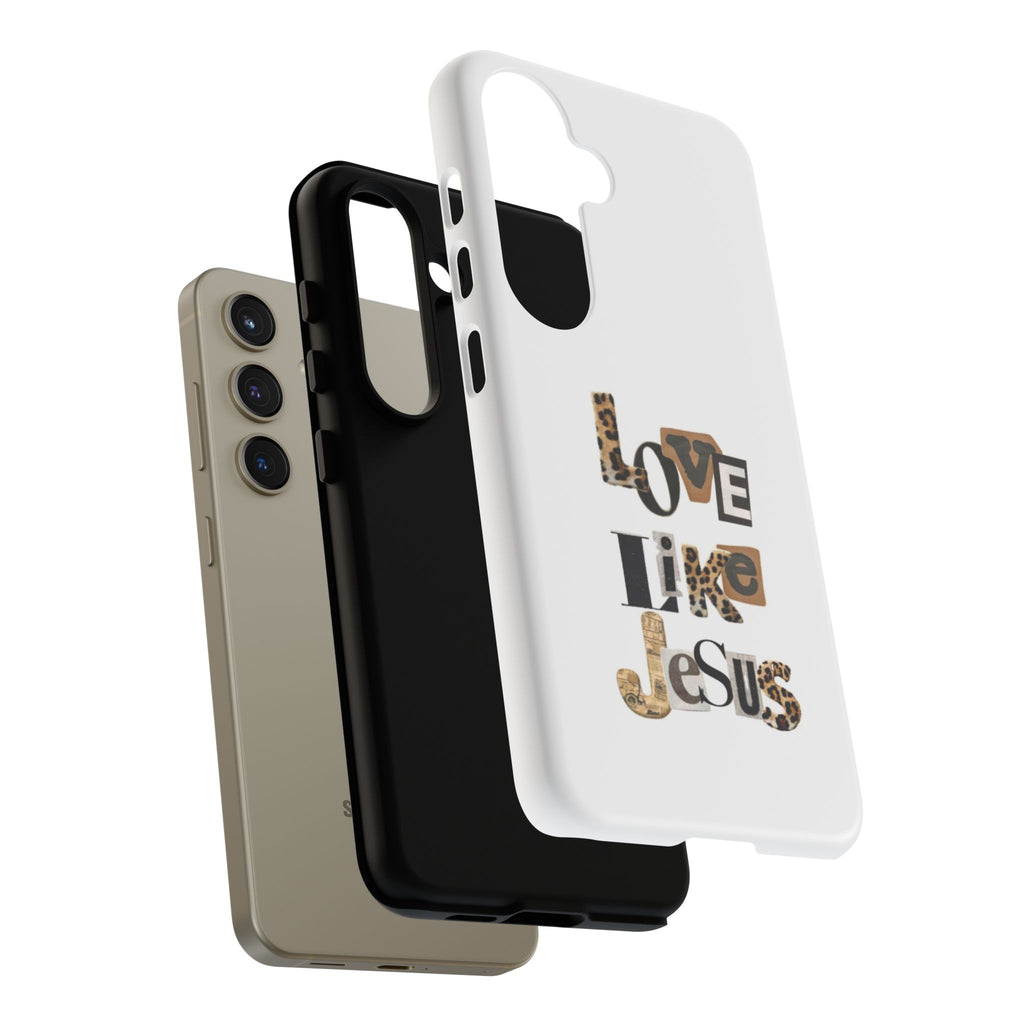 "Love Like Jesus" Leopard Print Christian Tough Phone Case