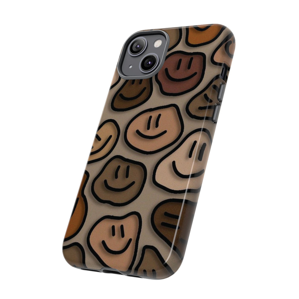 Smiley Faces iPhone Case — Neutral Brown Diverse Smiles Protective Cover