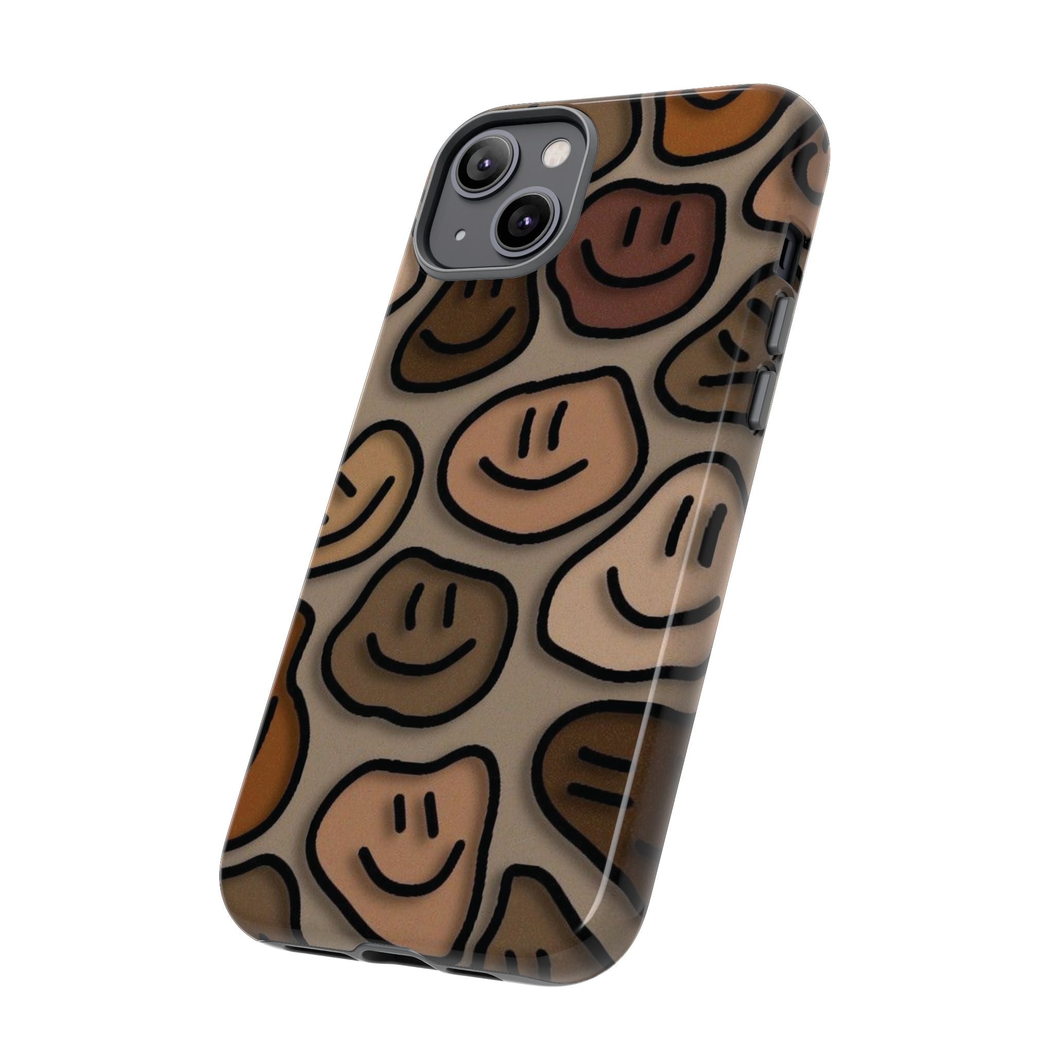 Smiley Faces iPhone Case — Neutral Brown Diverse Smiles Protective Cover