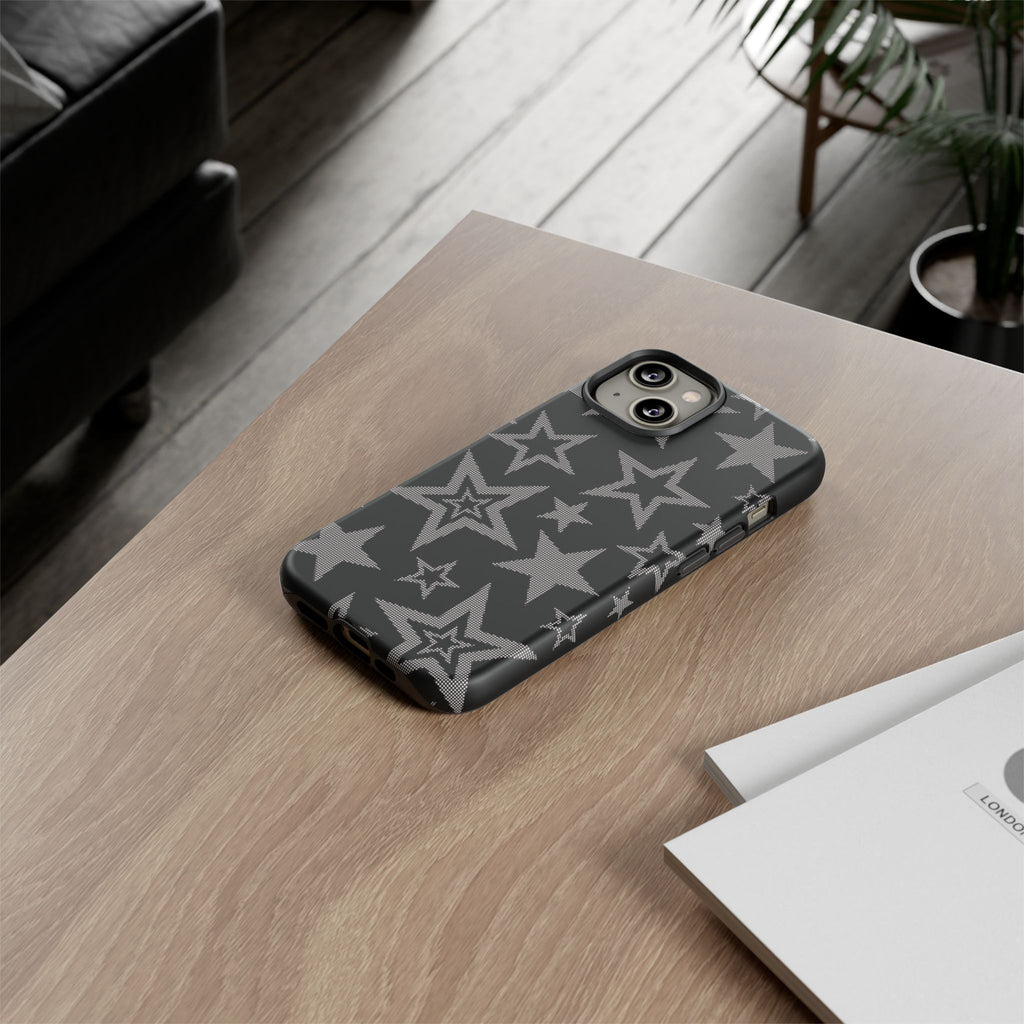 Black Star Pattern Tough Phone Case — Durable Protective Phone Cover