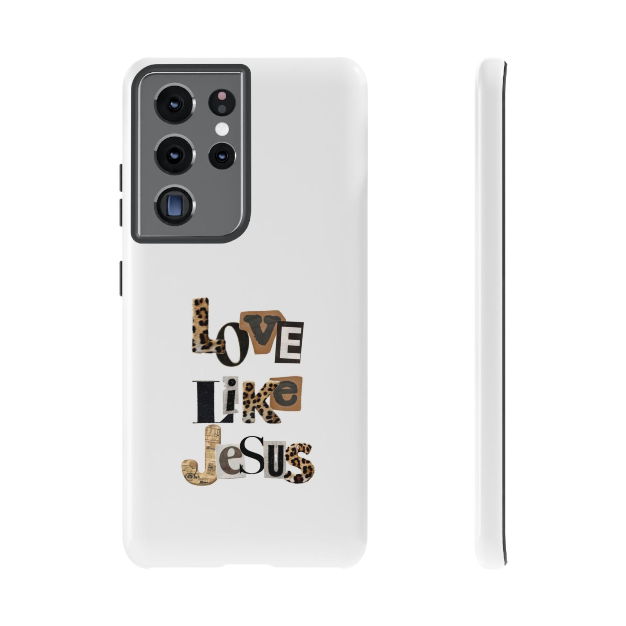 "Love Like Jesus" Leopard Print Christian Tough Phone Case